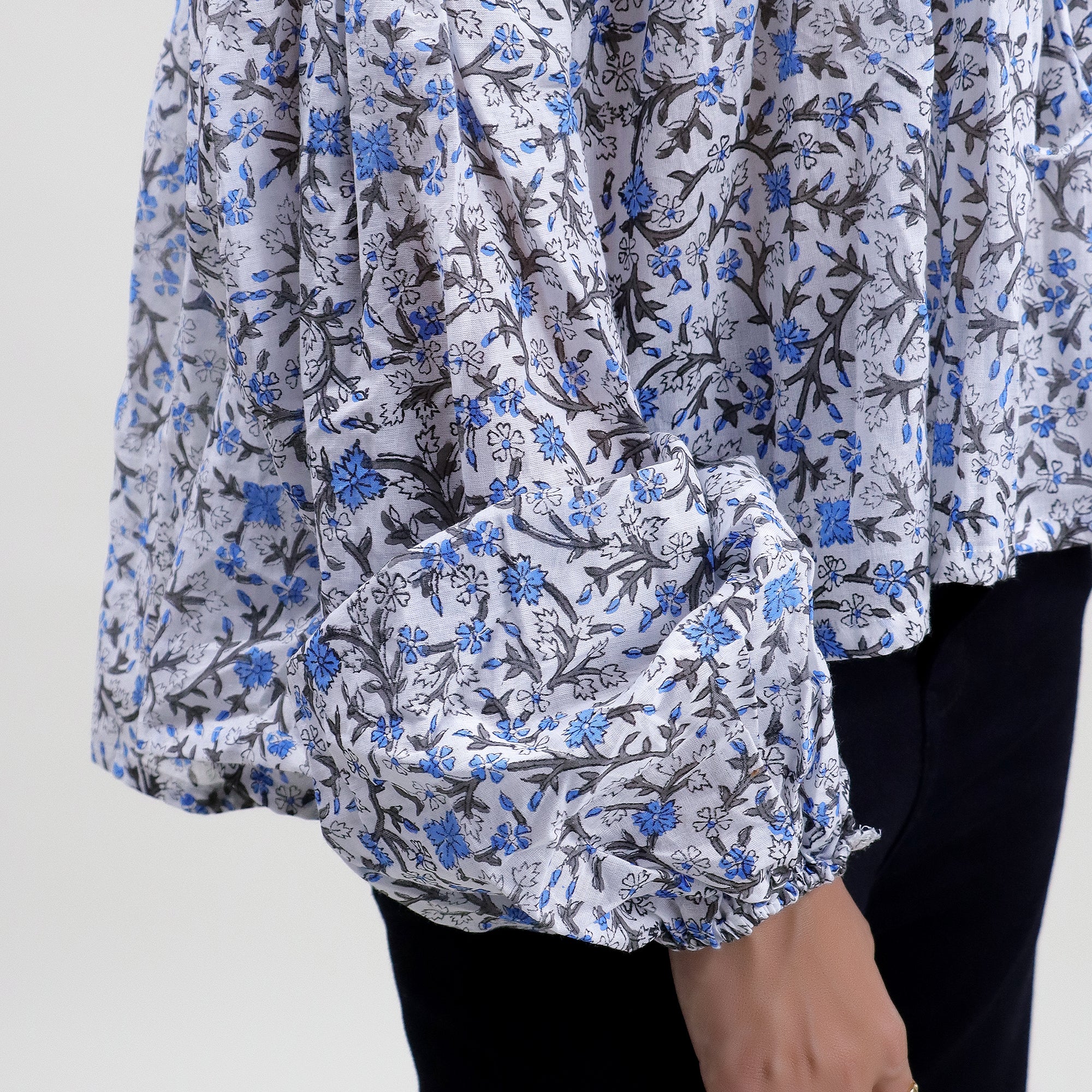 Floral Block Printed Cotton Women's Top - Image 7