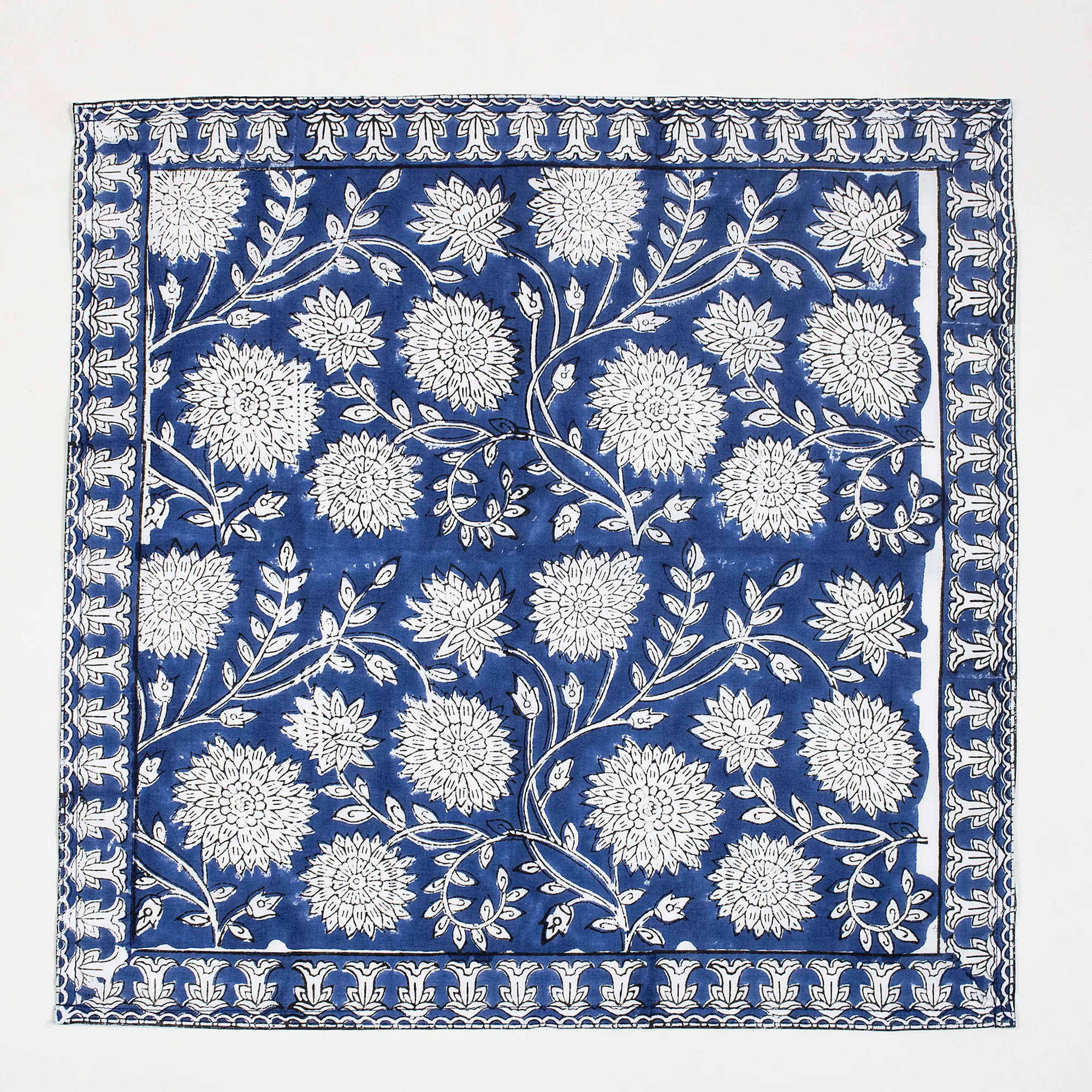 Floral Cotton Block Print Reusable Table Napkins - Image 4