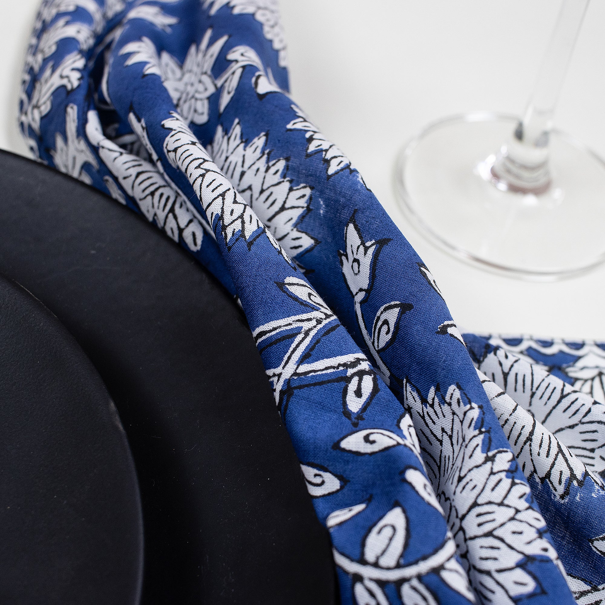 Floral Cotton Block Print Reusable Table Napkins - Image 5