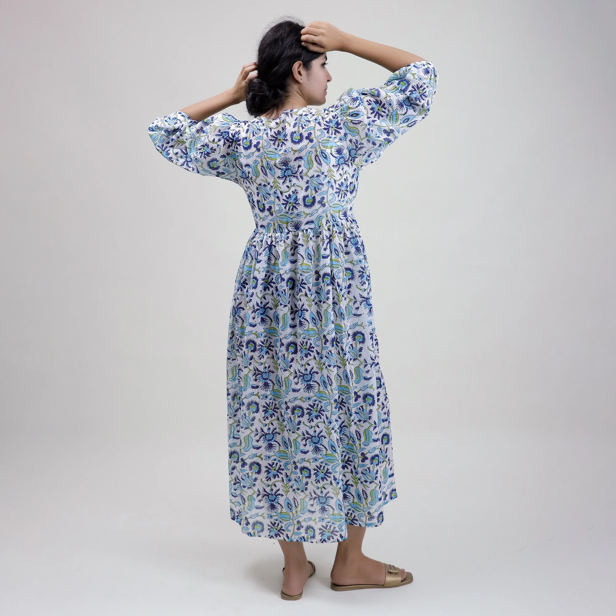 Floral Cotton Midi Dress For Summer - Image 6