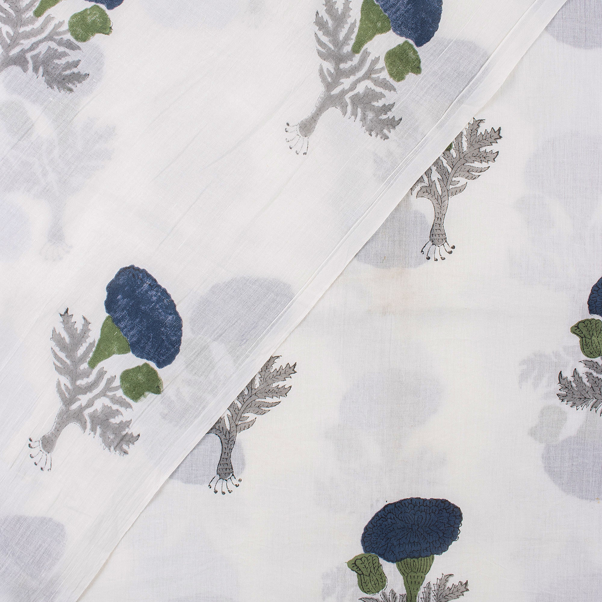 Floral Hand Block Print Cotton Running Fabric - Image 5