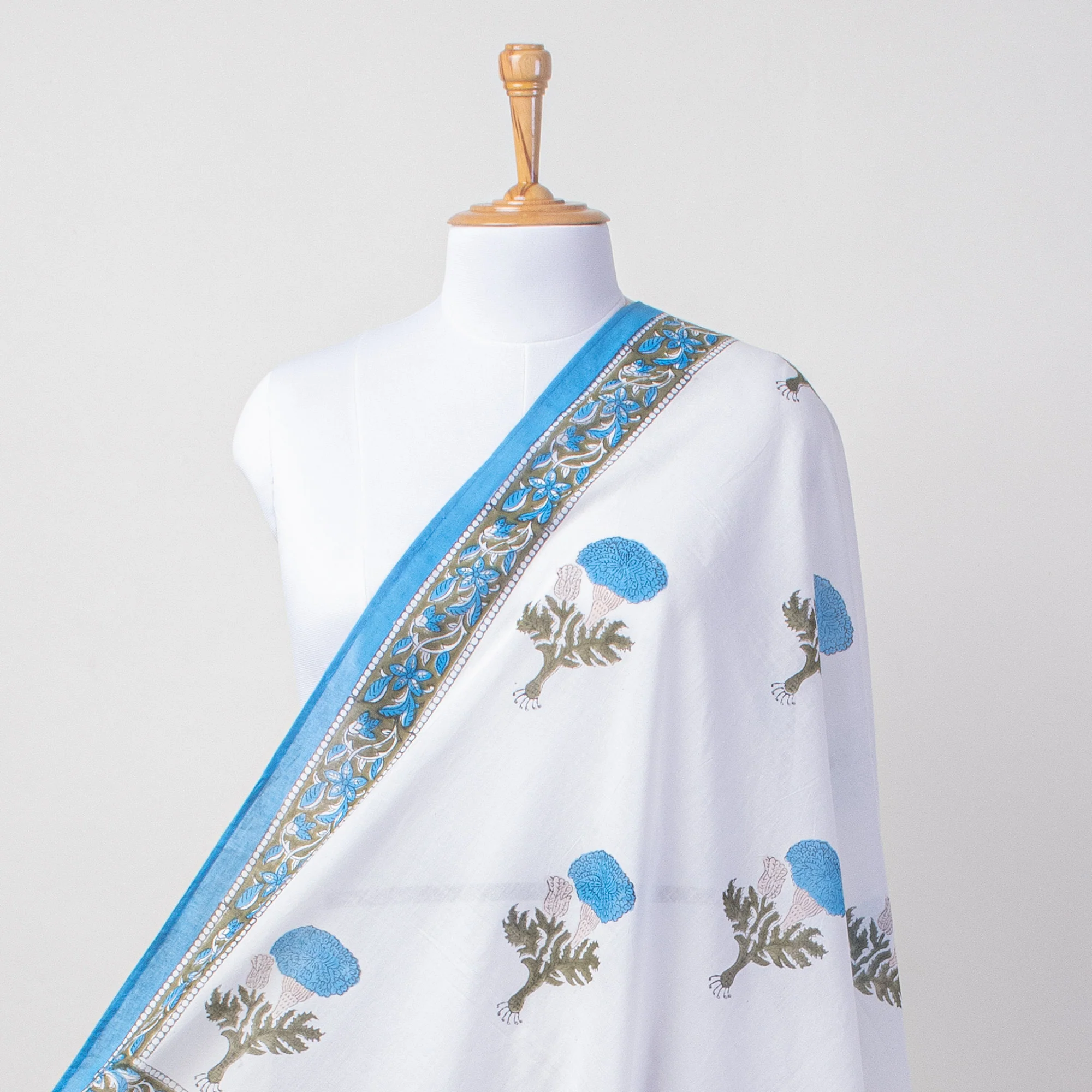 Floral Hand Block Printed Cotton Sarong For Women - Image 2