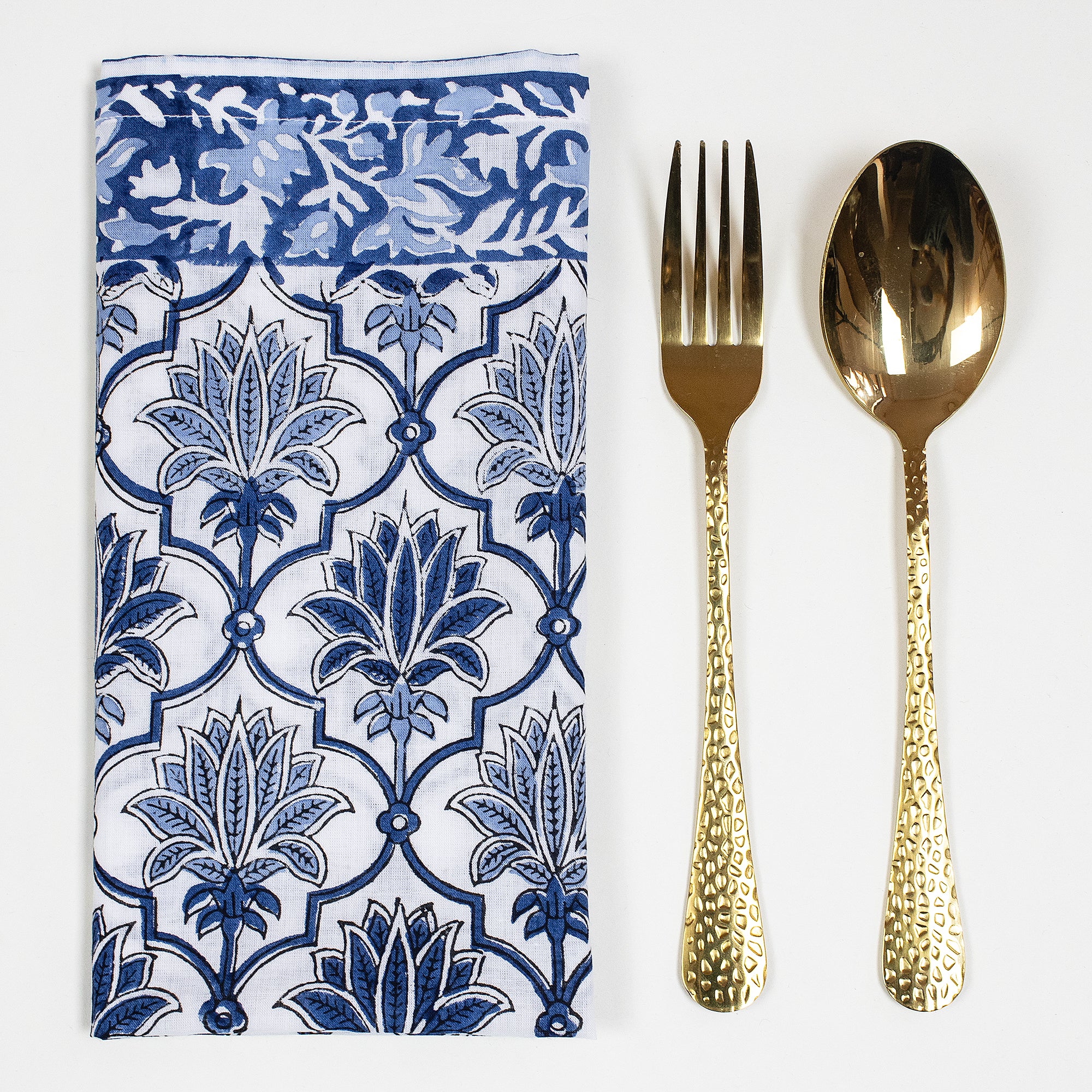 Floral Hand Block Printed Cotton Table Napkin - Image 2