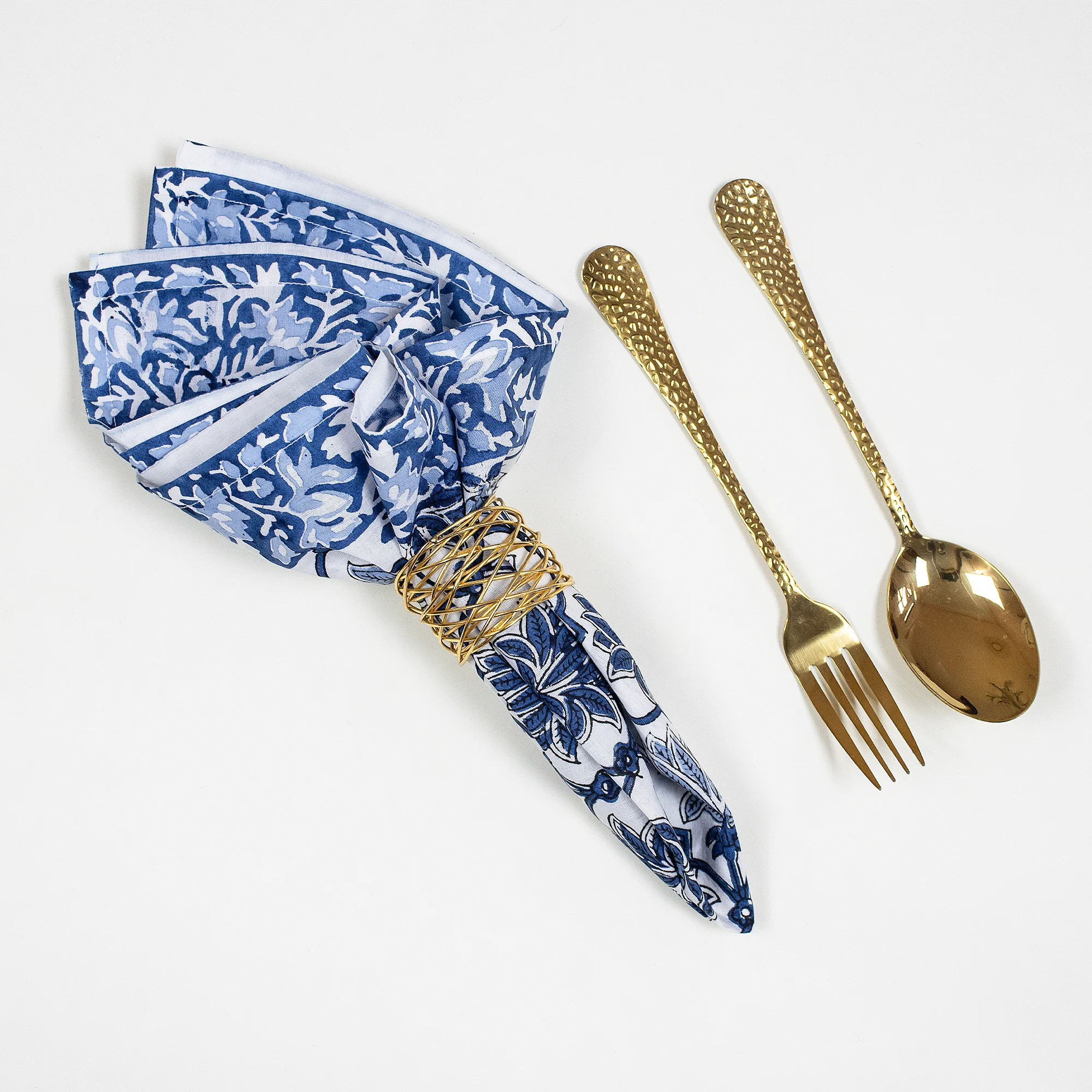 Floral Hand Block Printed Cotton Table Napkin - Image 4