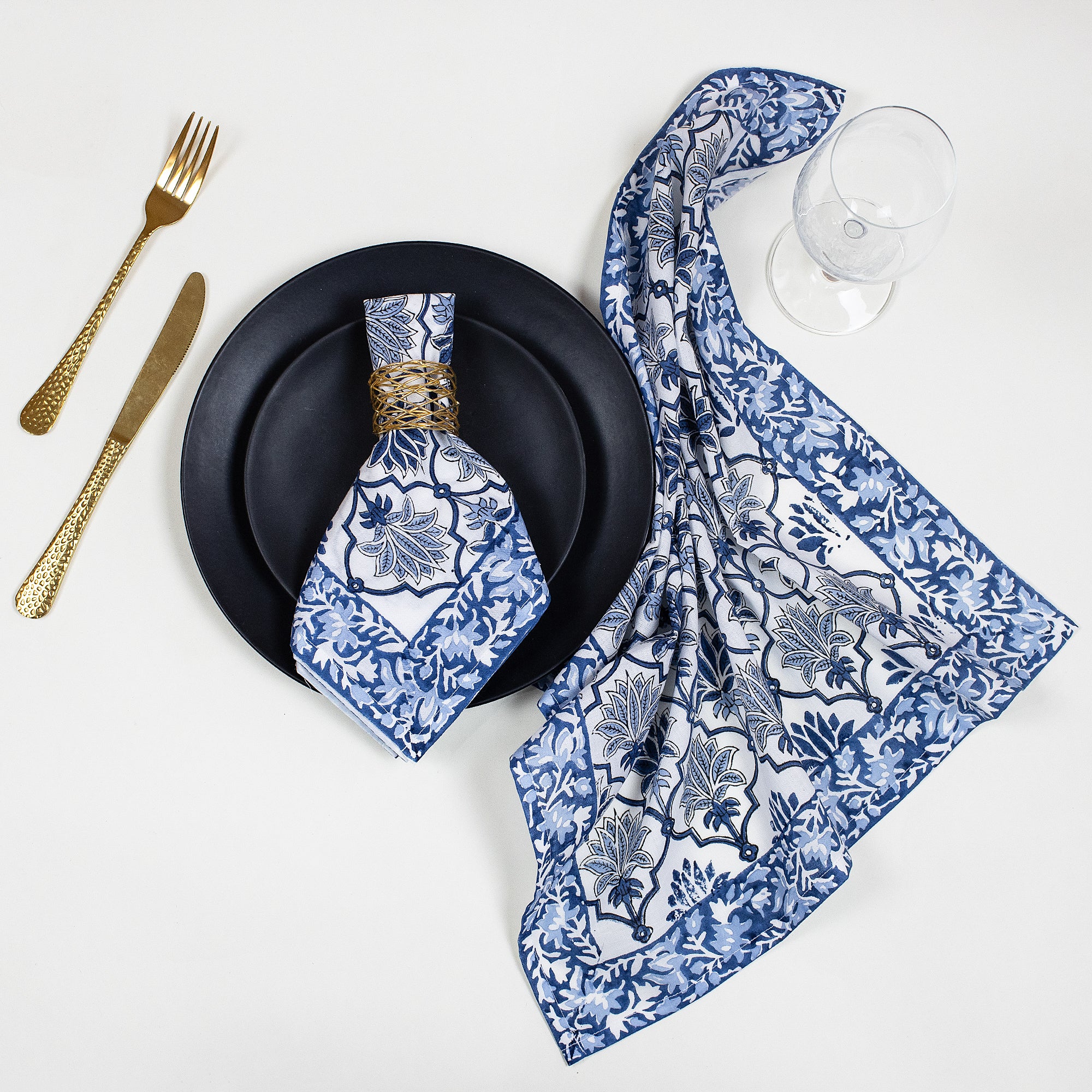 Floral Hand Block Printed Cotton Table Napkin - Image 5