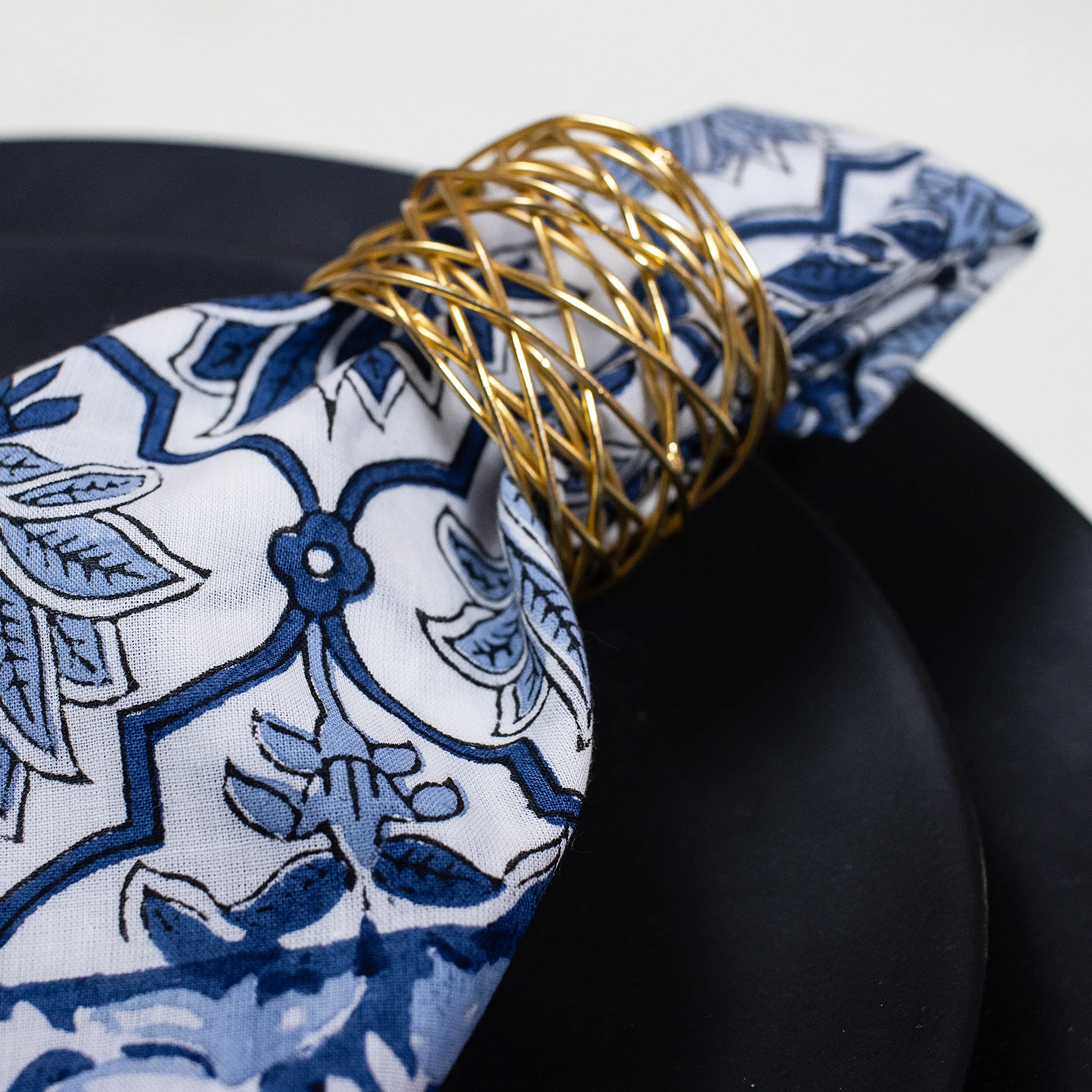 Floral Hand Block Printed Cotton Table Napkin - Image 6