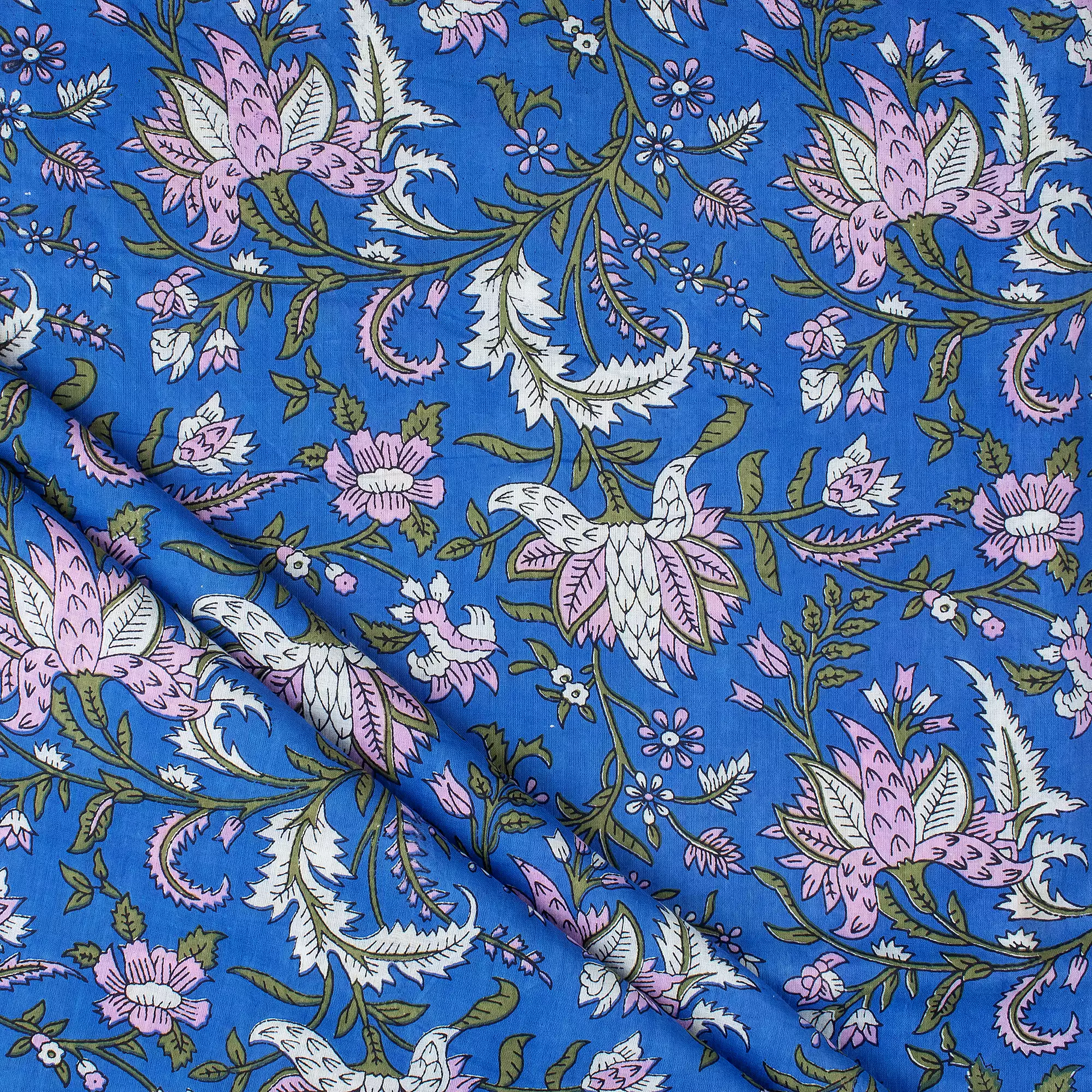 Floral Hand Block Printed Fabric for Women