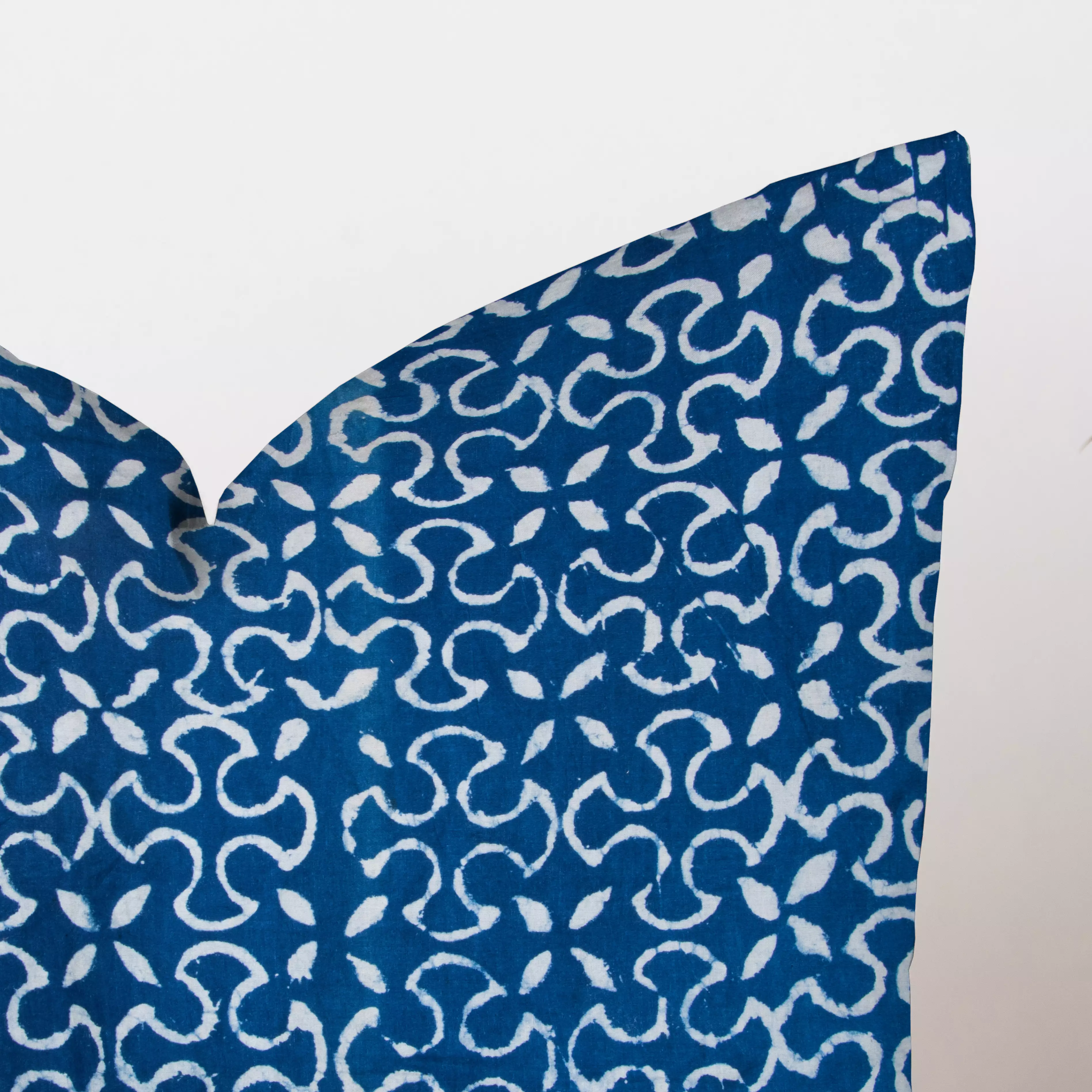 Blue Floral Hand Block Printed Sofa Cushion Cover - Image 4