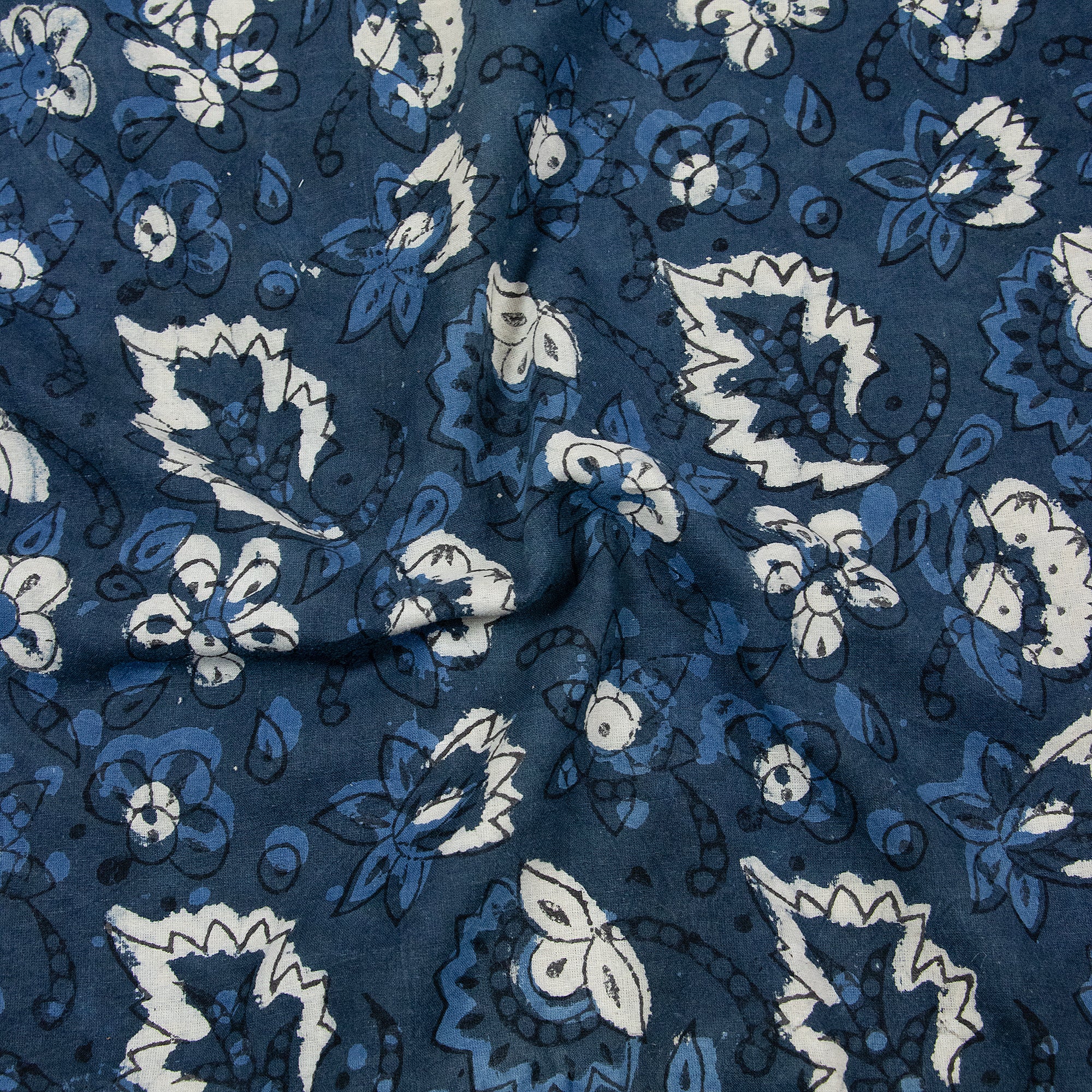 Floral Handmade Dabu Print Fabric - Image 2