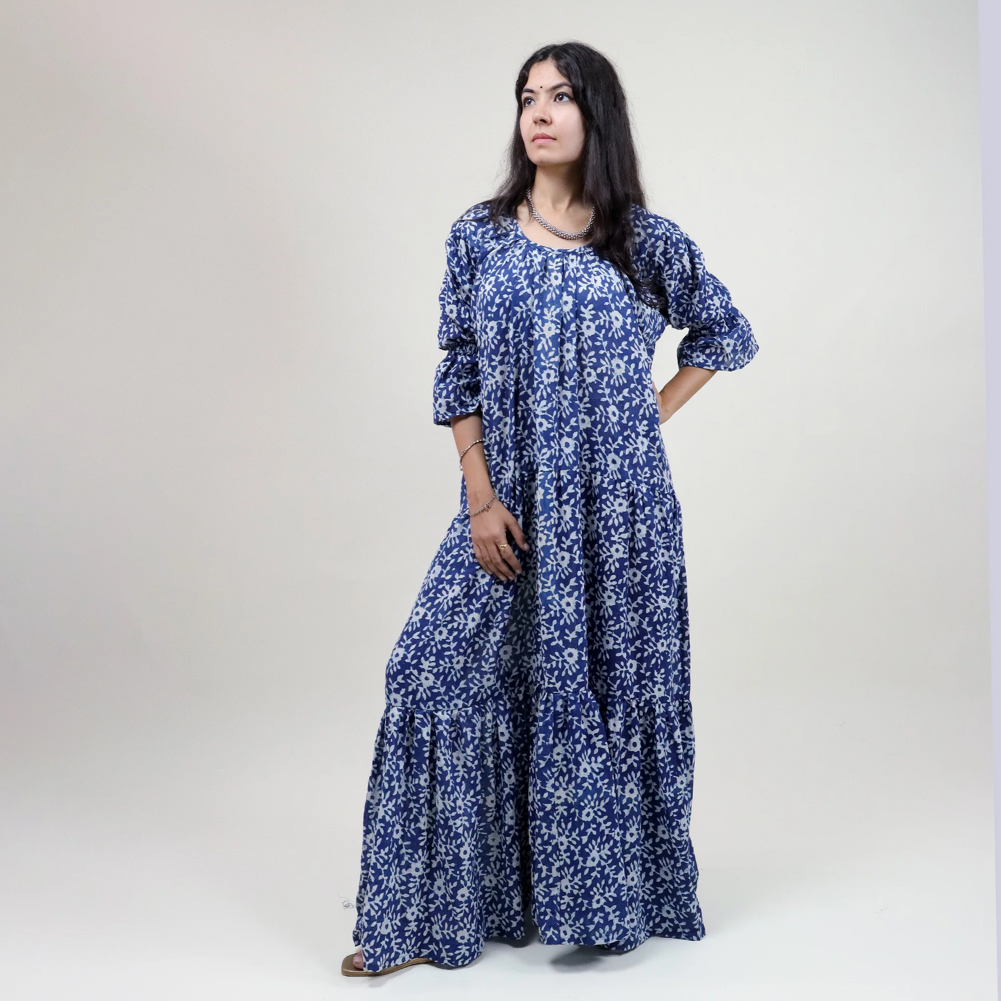 Floral Indian Casual Midi Dress for women