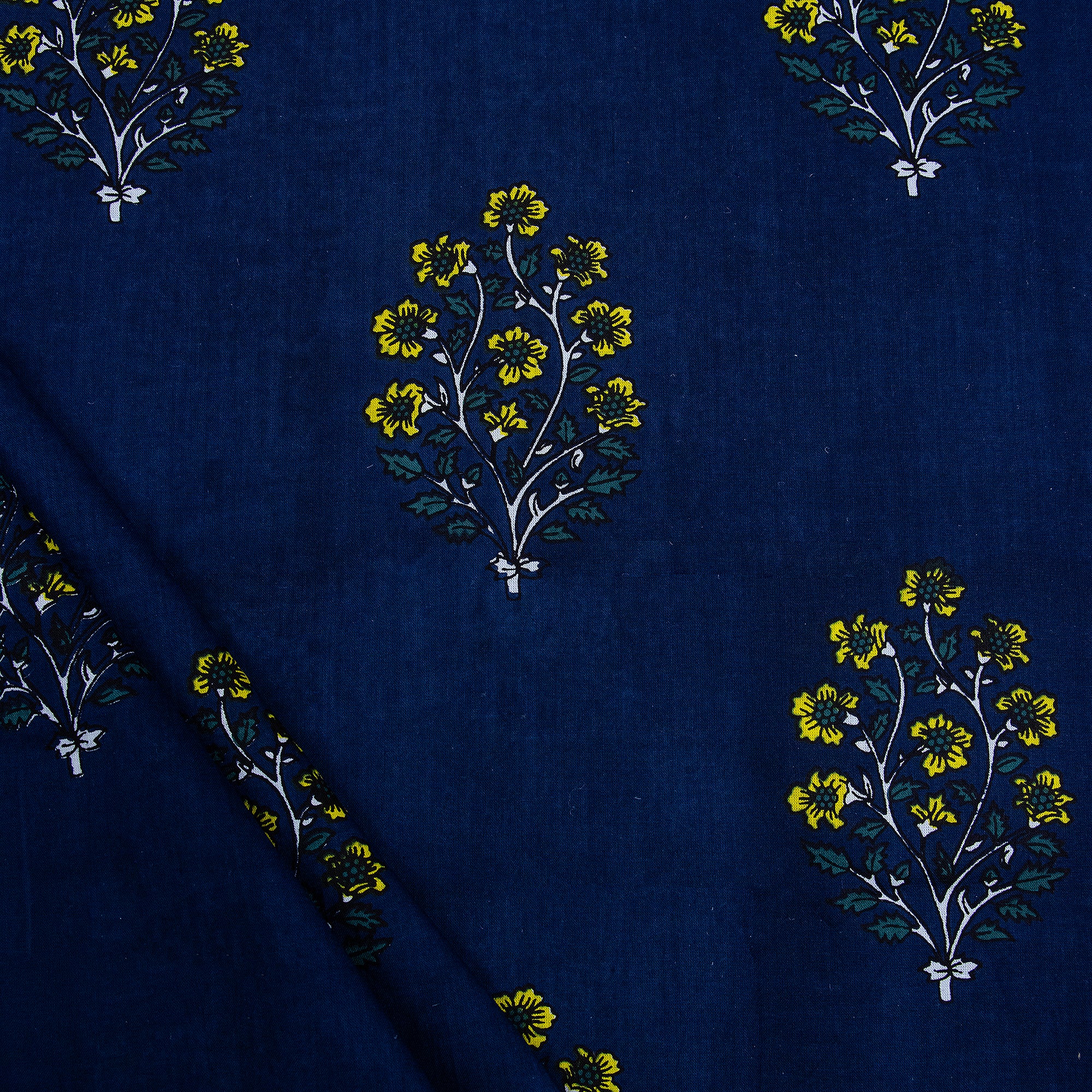 Running Hand Printed Cotton Floral Fabric Cloth