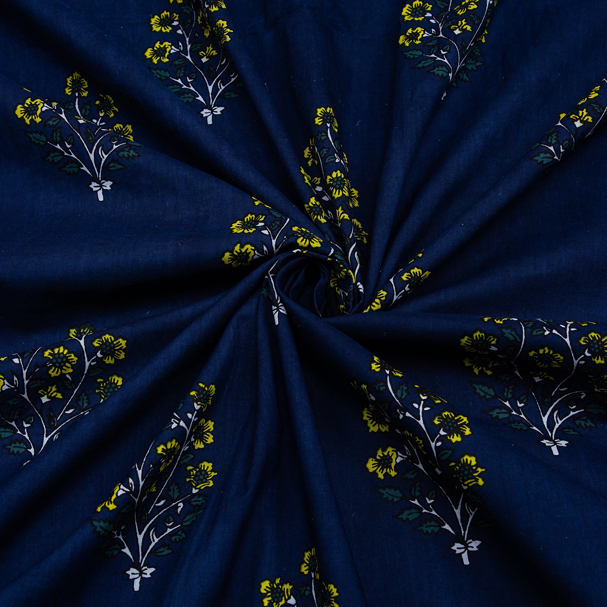 Running Hand Printed Cotton Floral Fabric Cloth - Image 3
