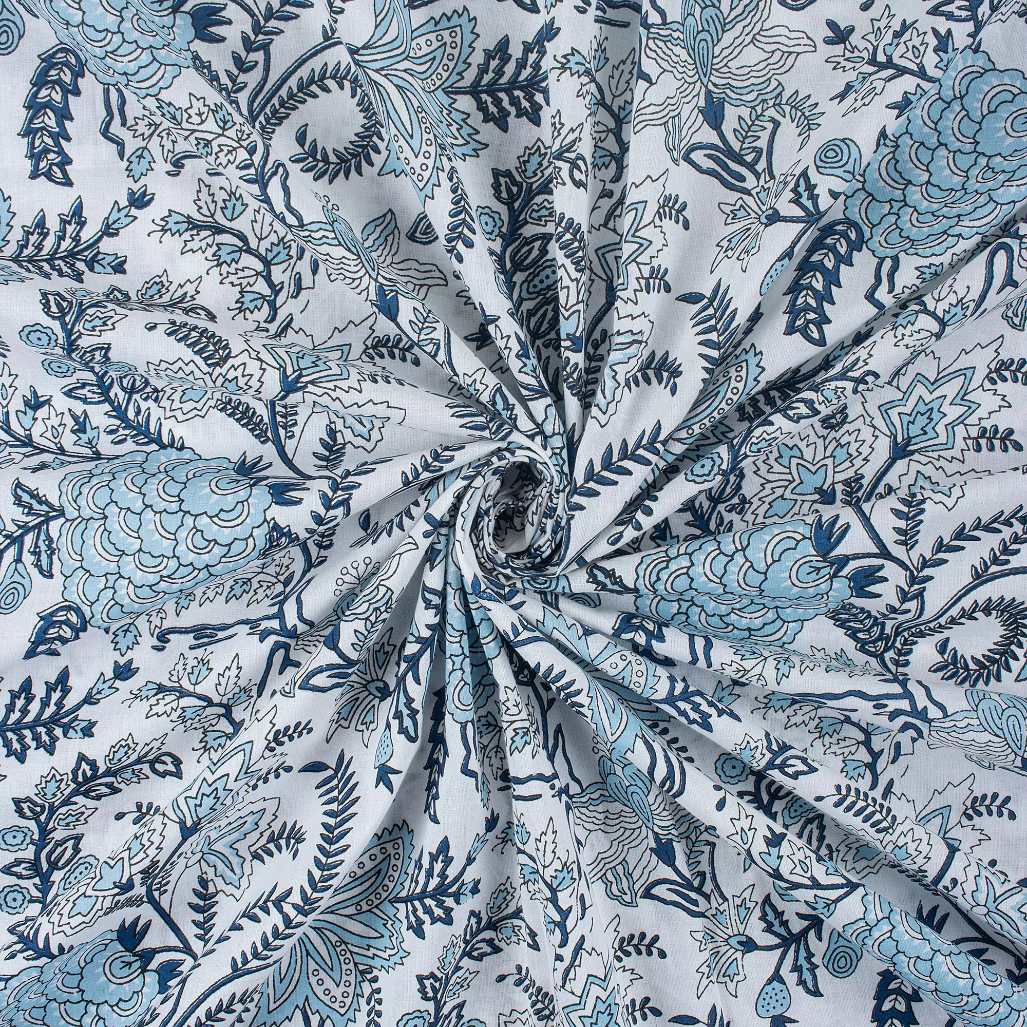 Floral Printed Organic Cotton Running Fabric - Image 4