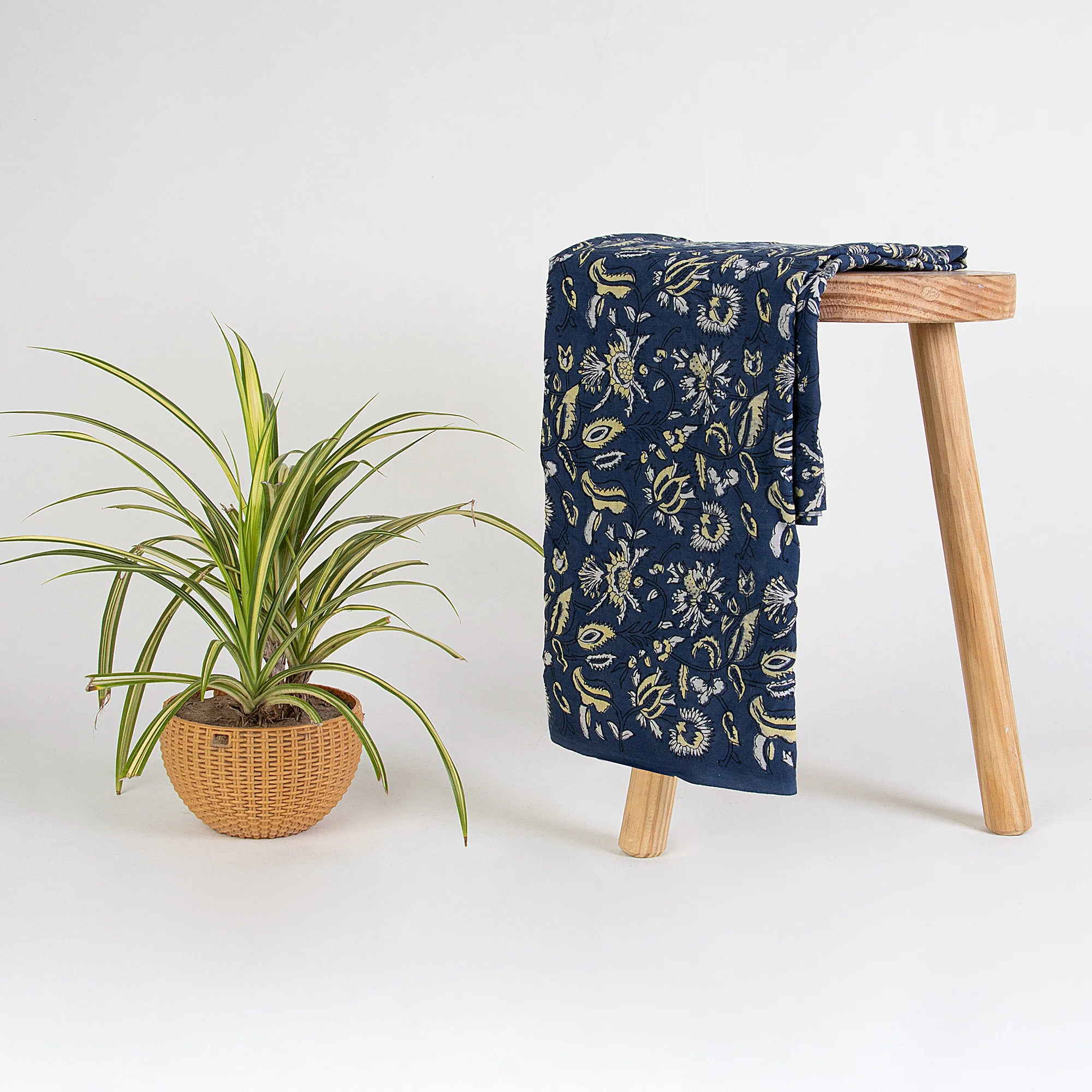 Floral Pure Cotton Hand Block Print Dabu Fabric - Image 2