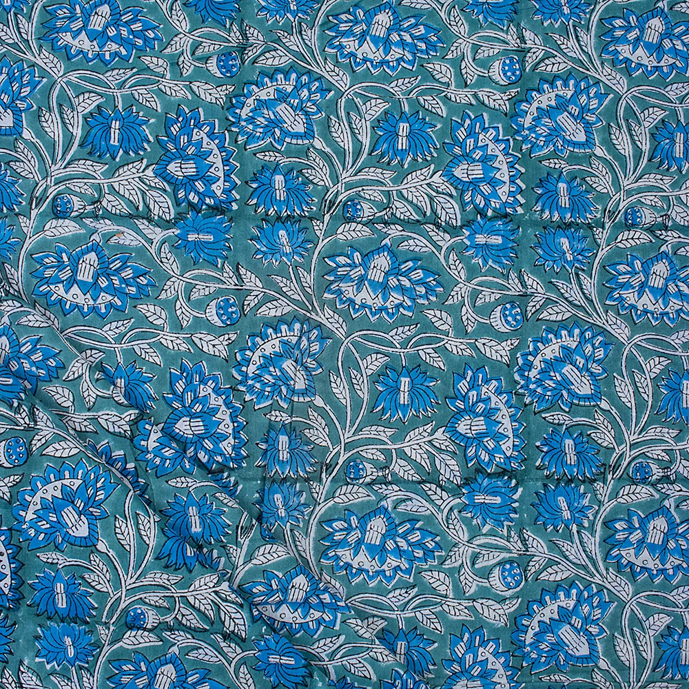Floral Pure Cotton Hand Block Printed Fabric