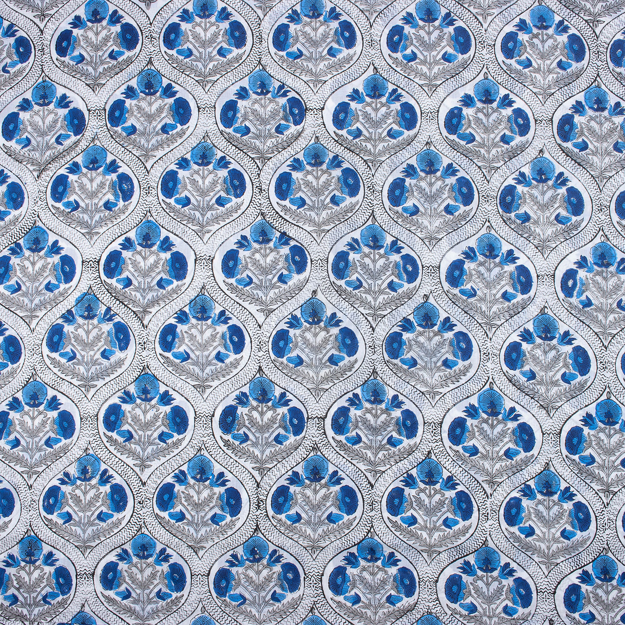 Handcrafted Floral Pure Cotton Mud Blocked Printed Running Fabric - Image 2