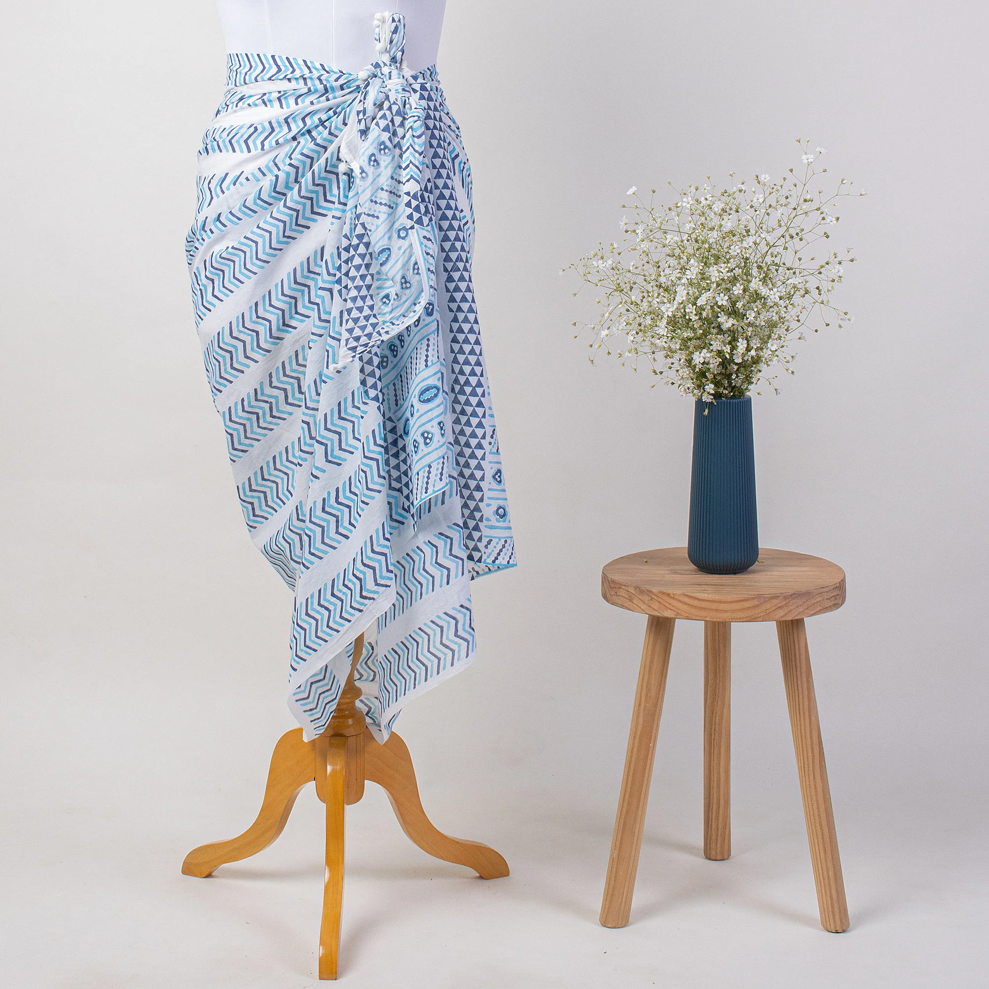 Hand Block Print Beach Sarong Wrap For Women - Image 4