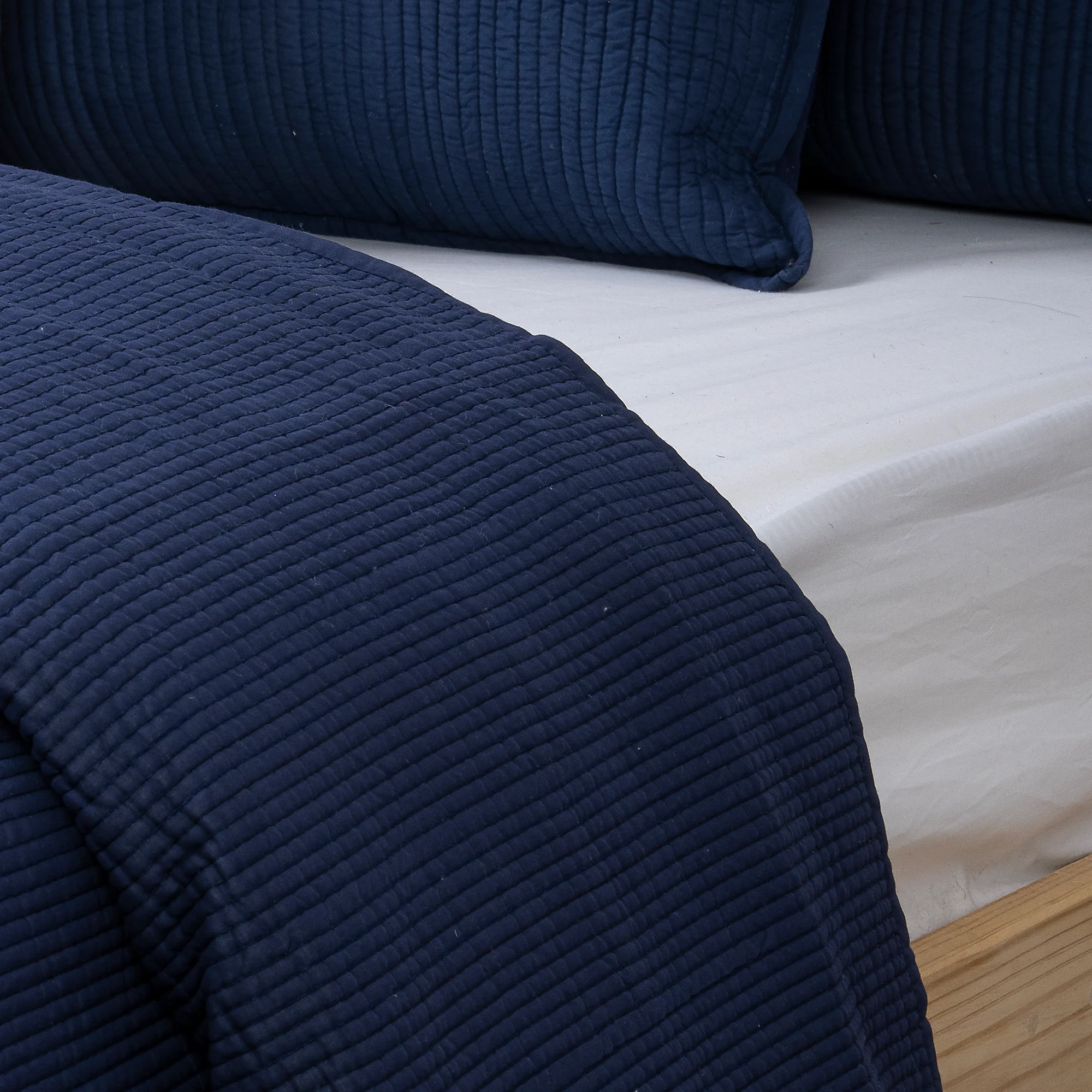 Solid Blue Hand Dyed Pure Cotton Machine Quilts - Image 3