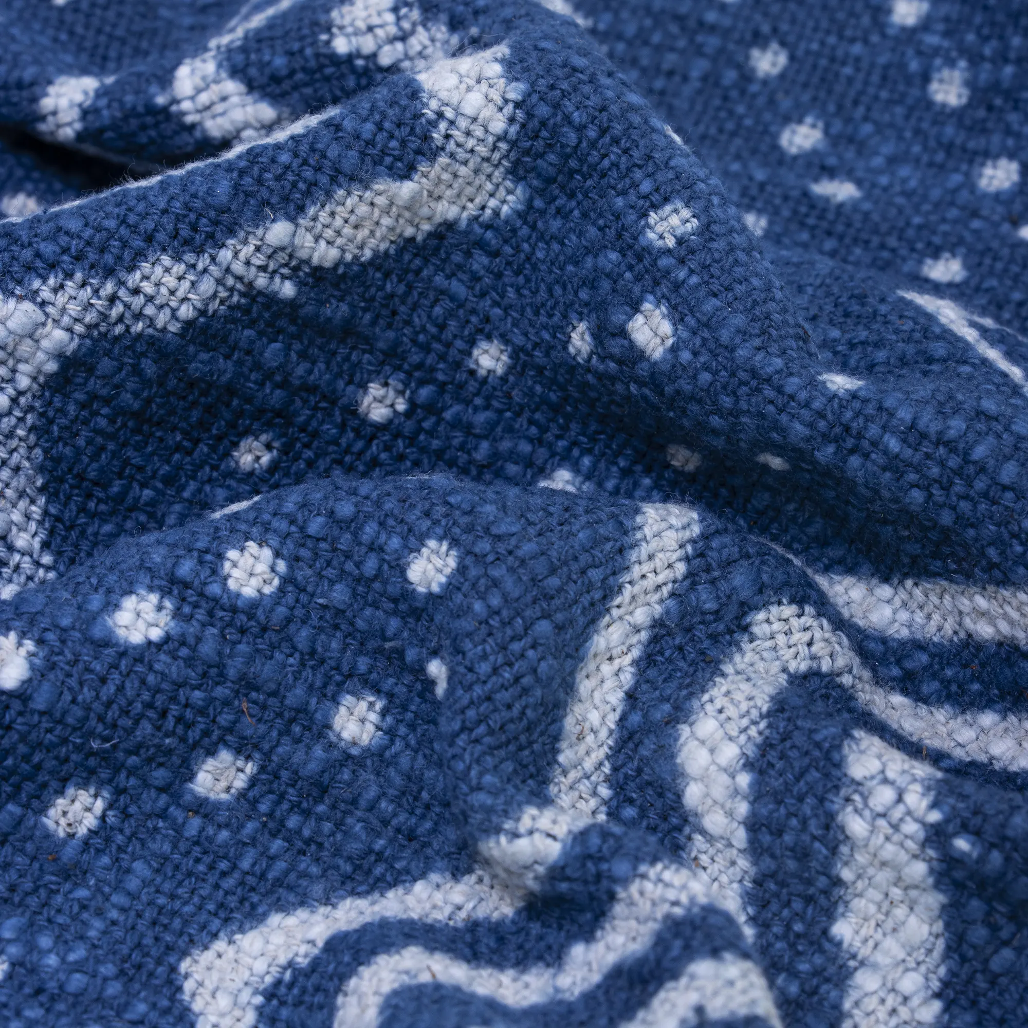 Indigo Hand Block Printed Cotton Throw Blanket - Image 3