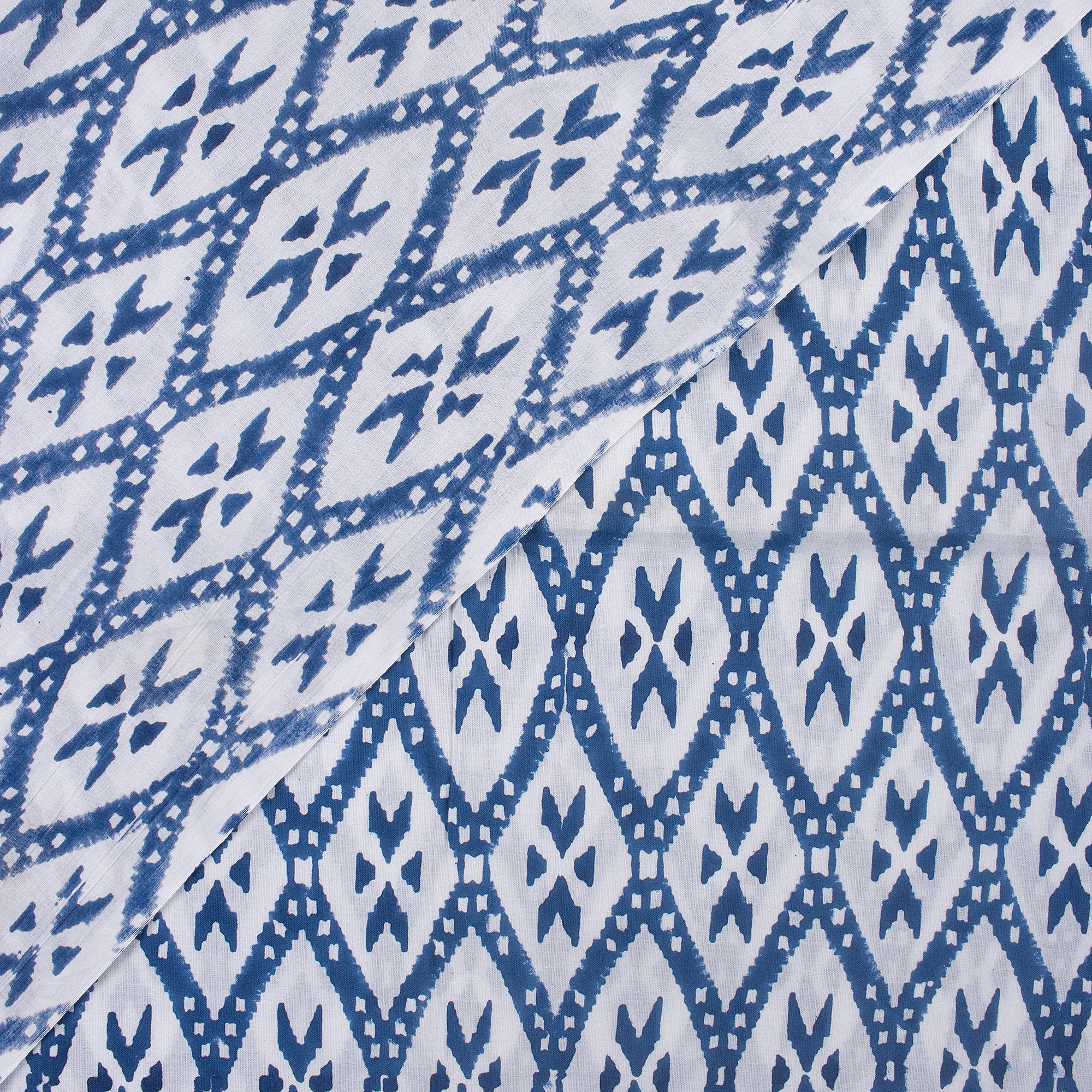 Blue Ikat Print Soft Cotton Fabric for Dress - Image 3