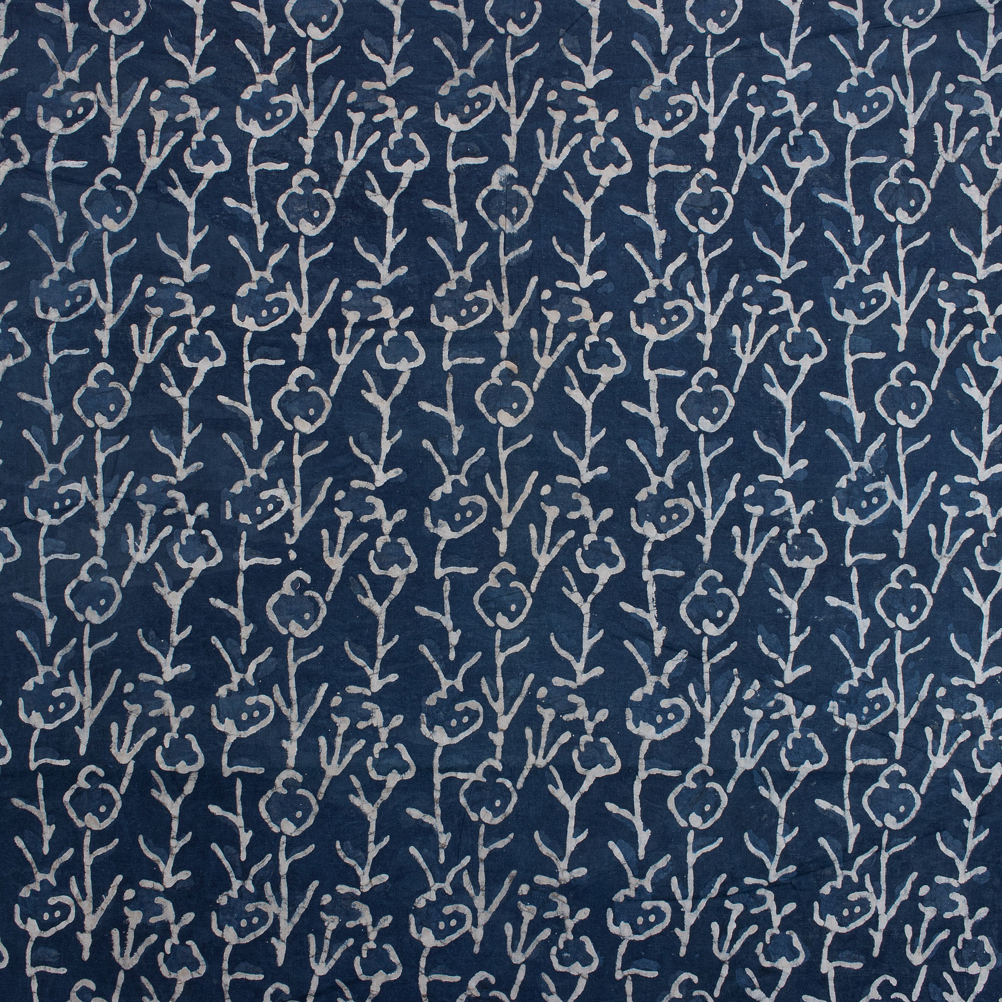 Dabu Indigo Blue Floral Handmade Mud Resist Cotton Fabric - Image 4
