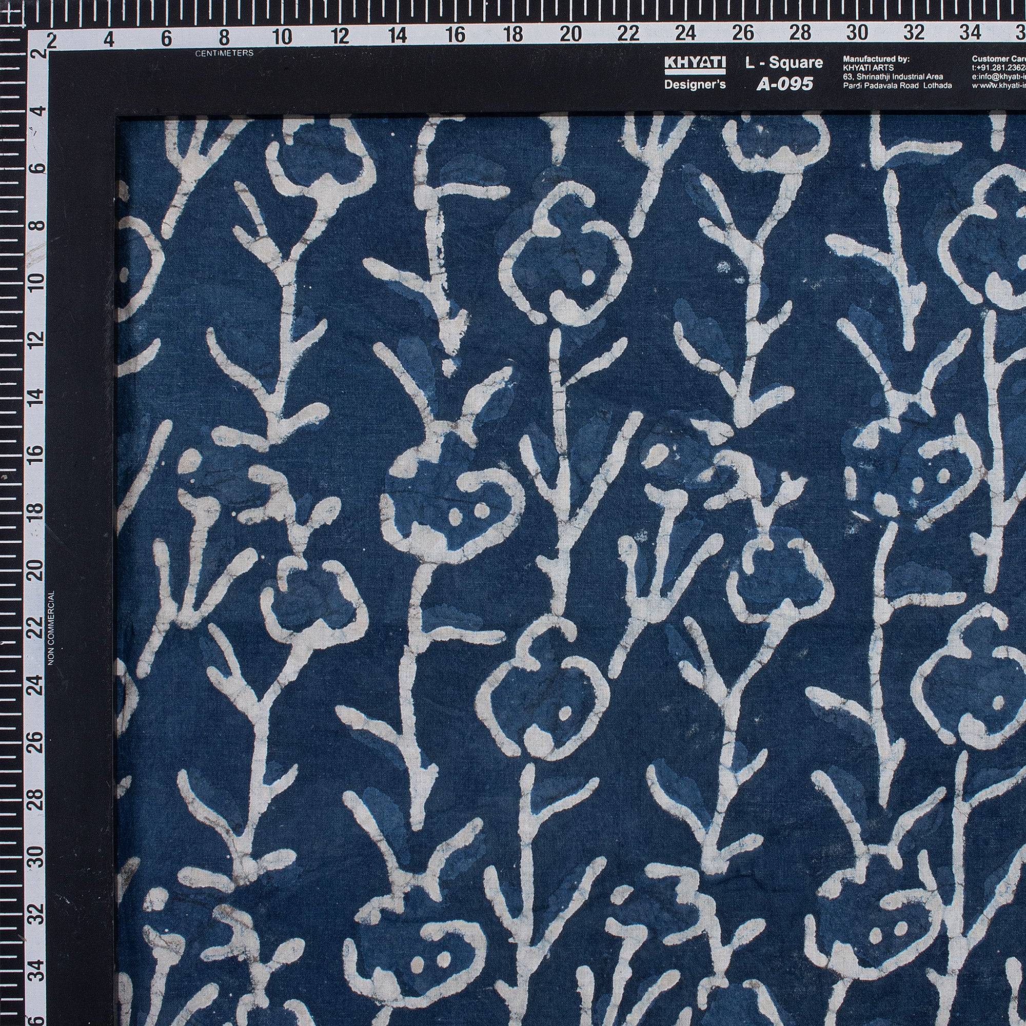 Dabu Indigo Blue Floral Handmade Mud Resist Cotton Fabric - Image 5