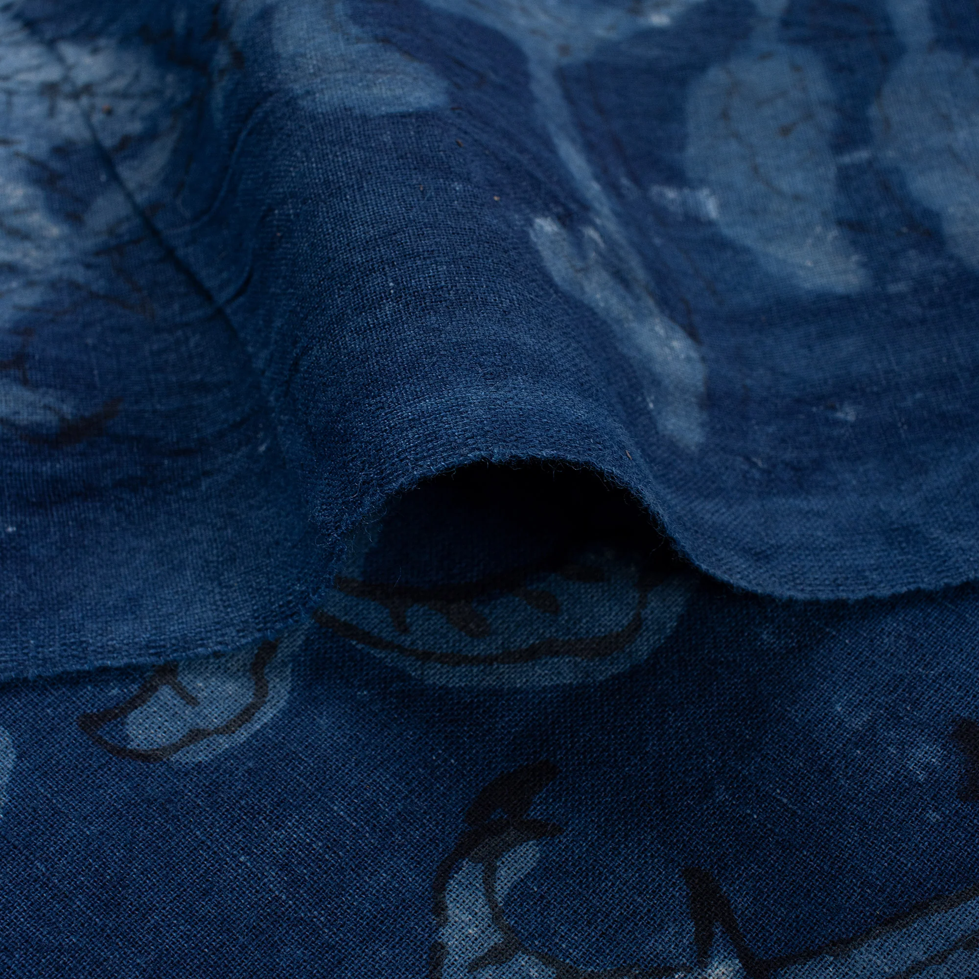 Blue Indigo Dyed Soft Floral Block Printed Fabric - Image 4