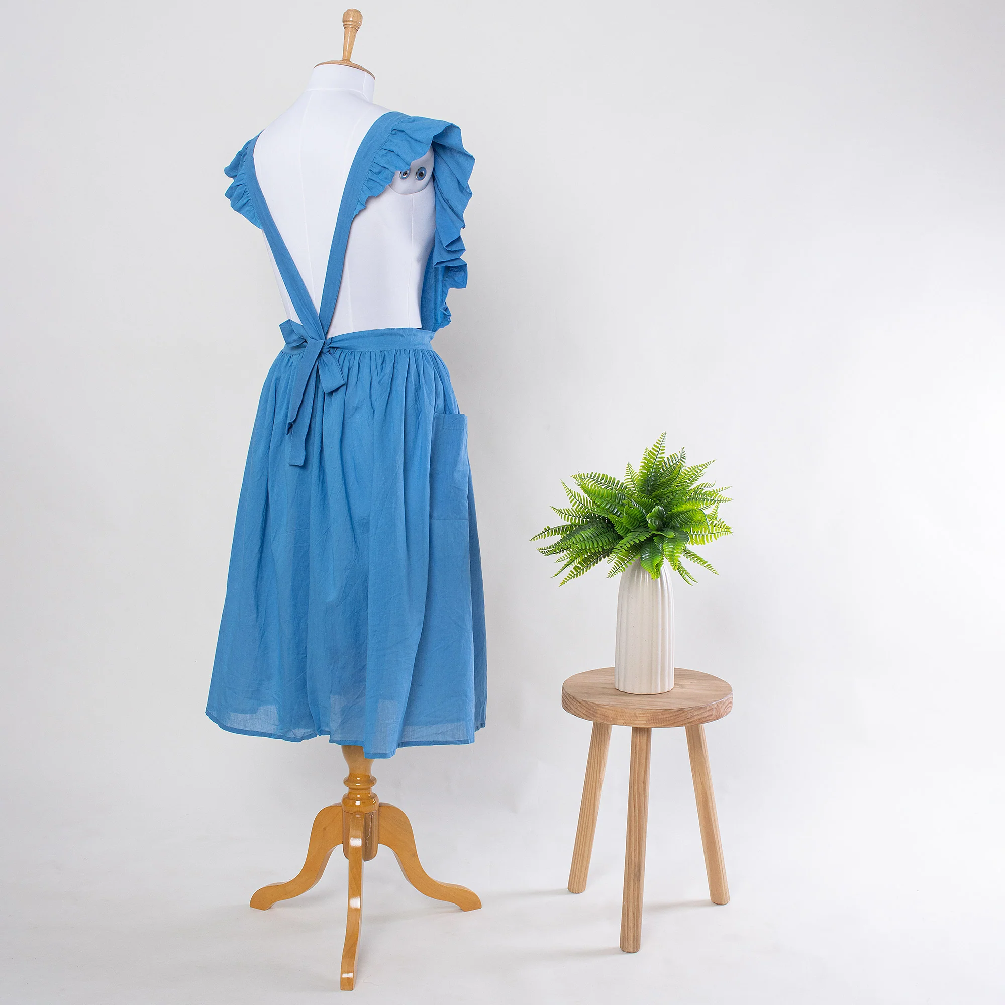 Natural Dyed Solid Women's Cotton Handmade Chef Aprons - Image 2