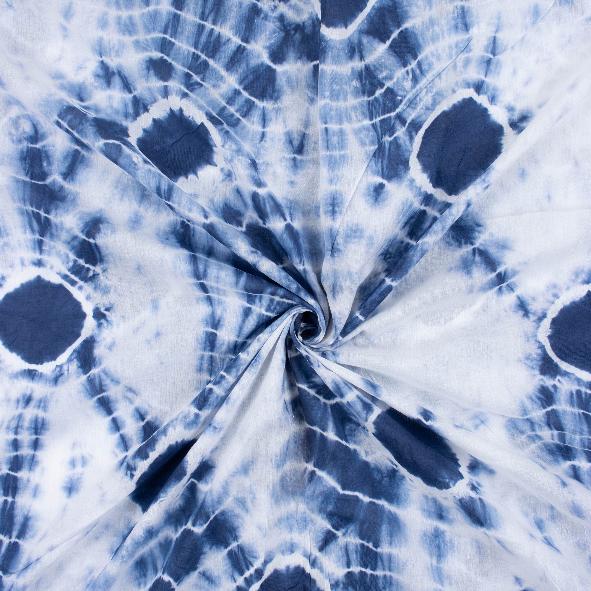 Blue Polkas Dots Tie Dye Shibori Fabric - Image 2