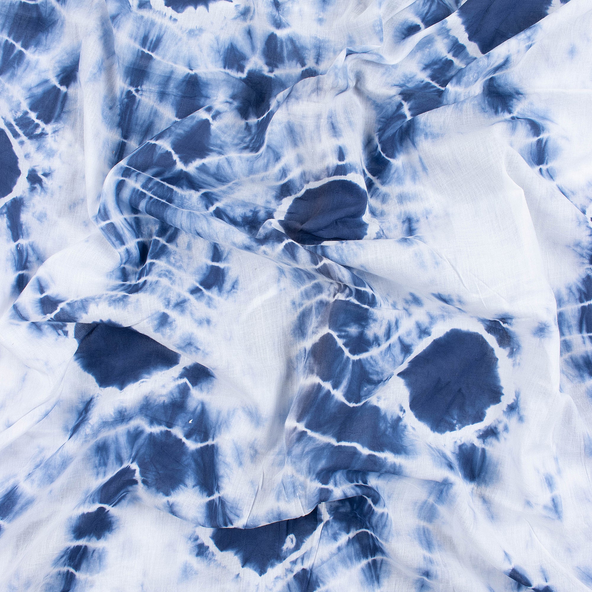 Blue Polkas Dots Tie Dye Shibori Fabric - Image 4