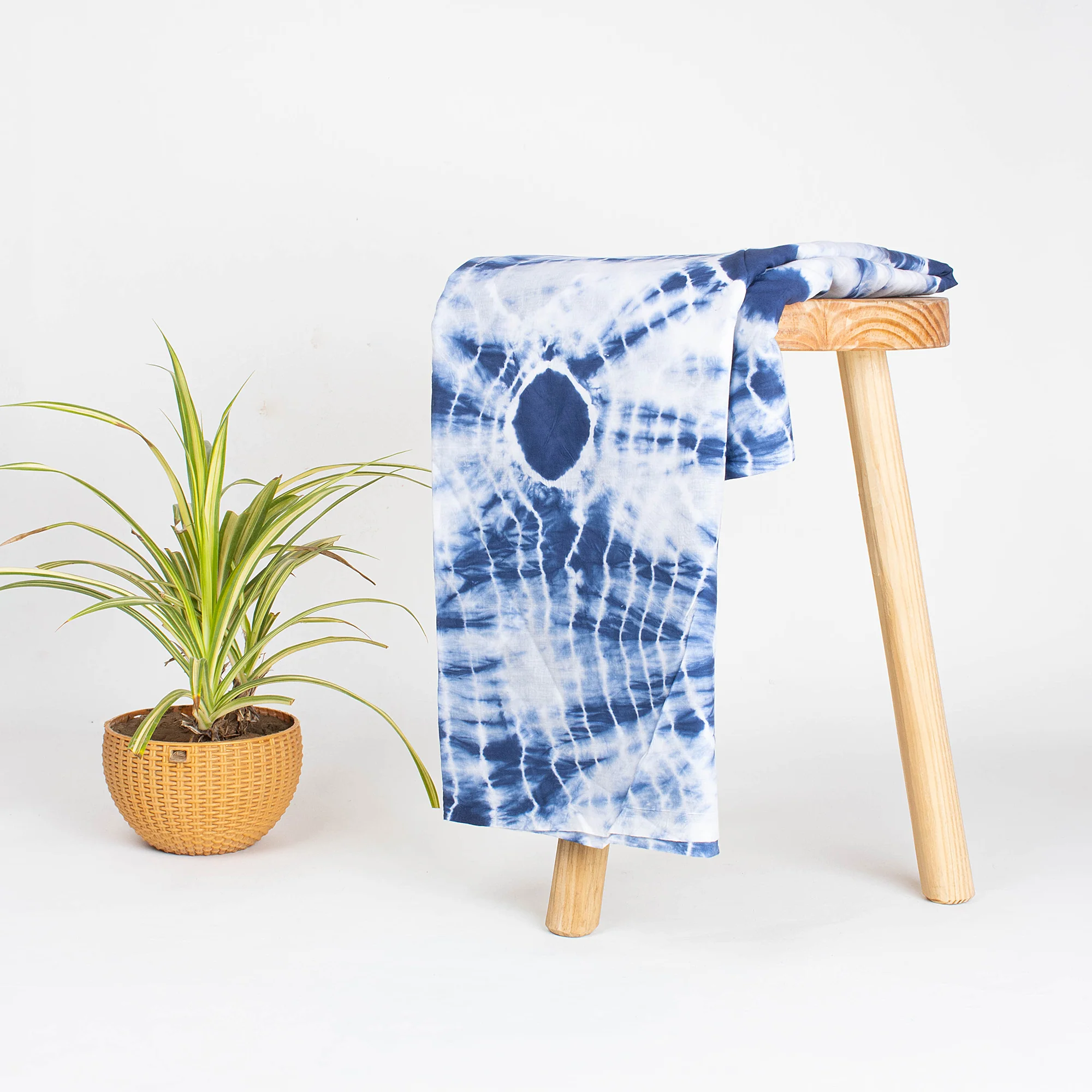 Blue Polkas Dots Tie Dye Shibori Fabric - Image 6
