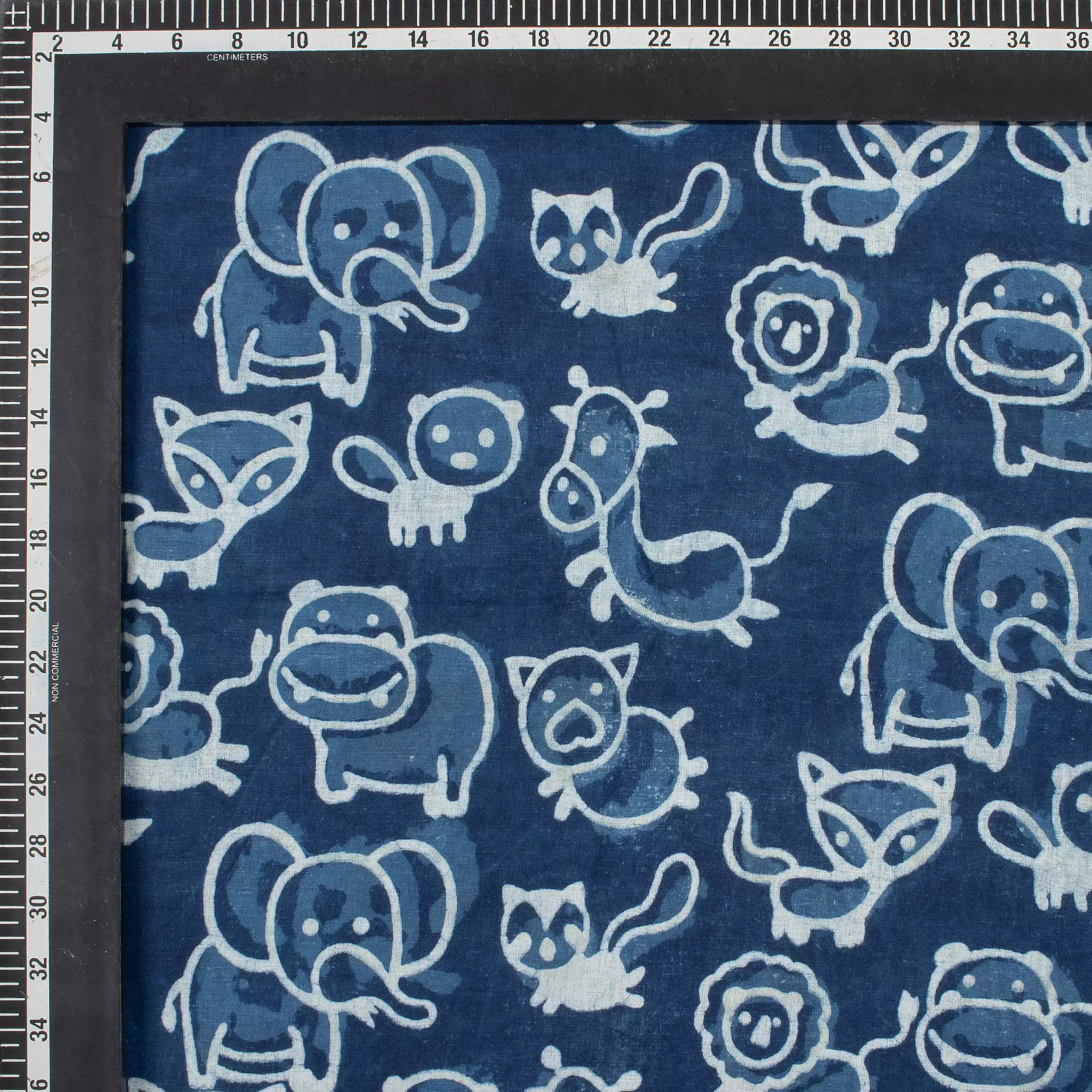 Blue Safari Animal Cotton Indigo Fabric - Image 3