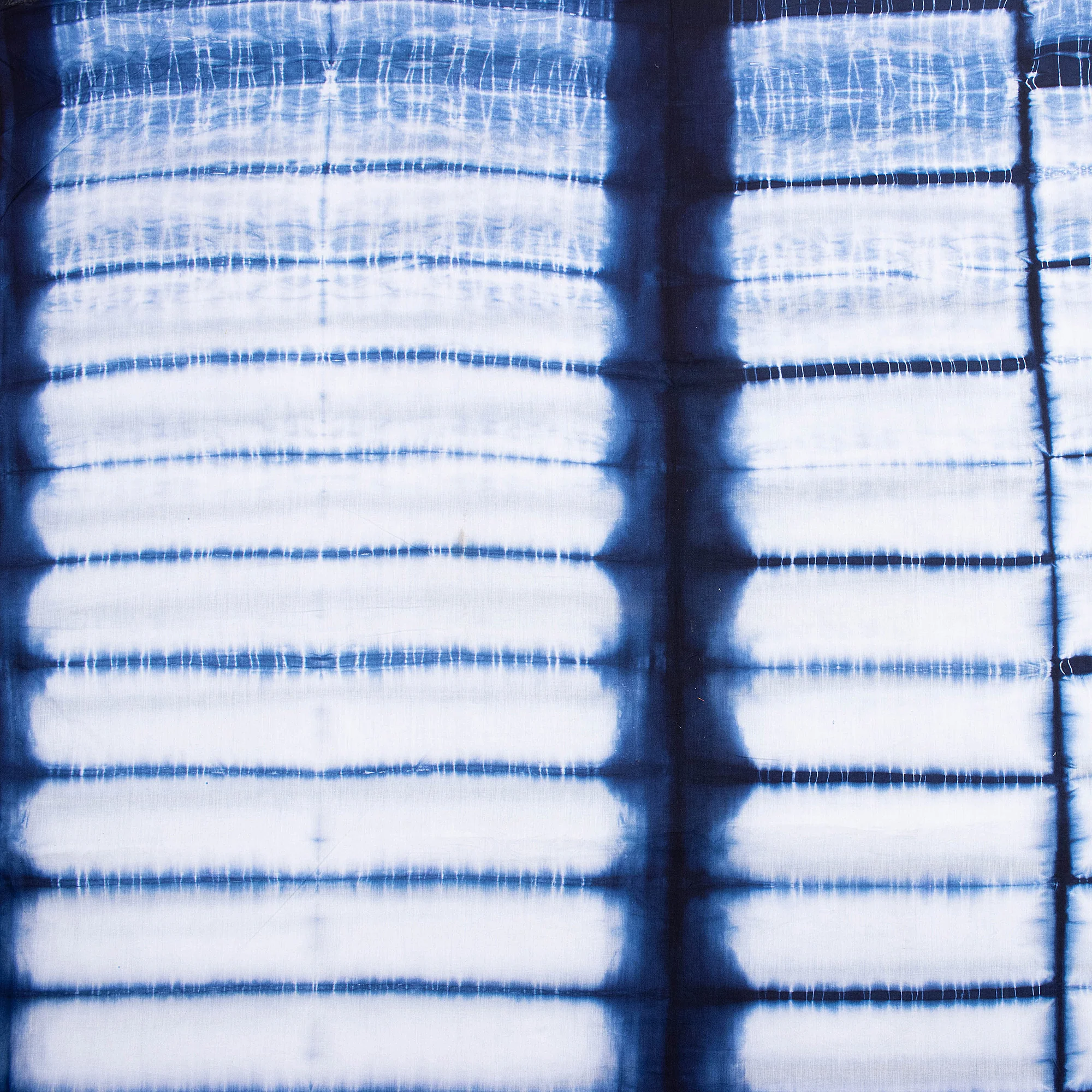 Blue Striped Organic Cotton Tie Dye Shibori Fabric - Image 2