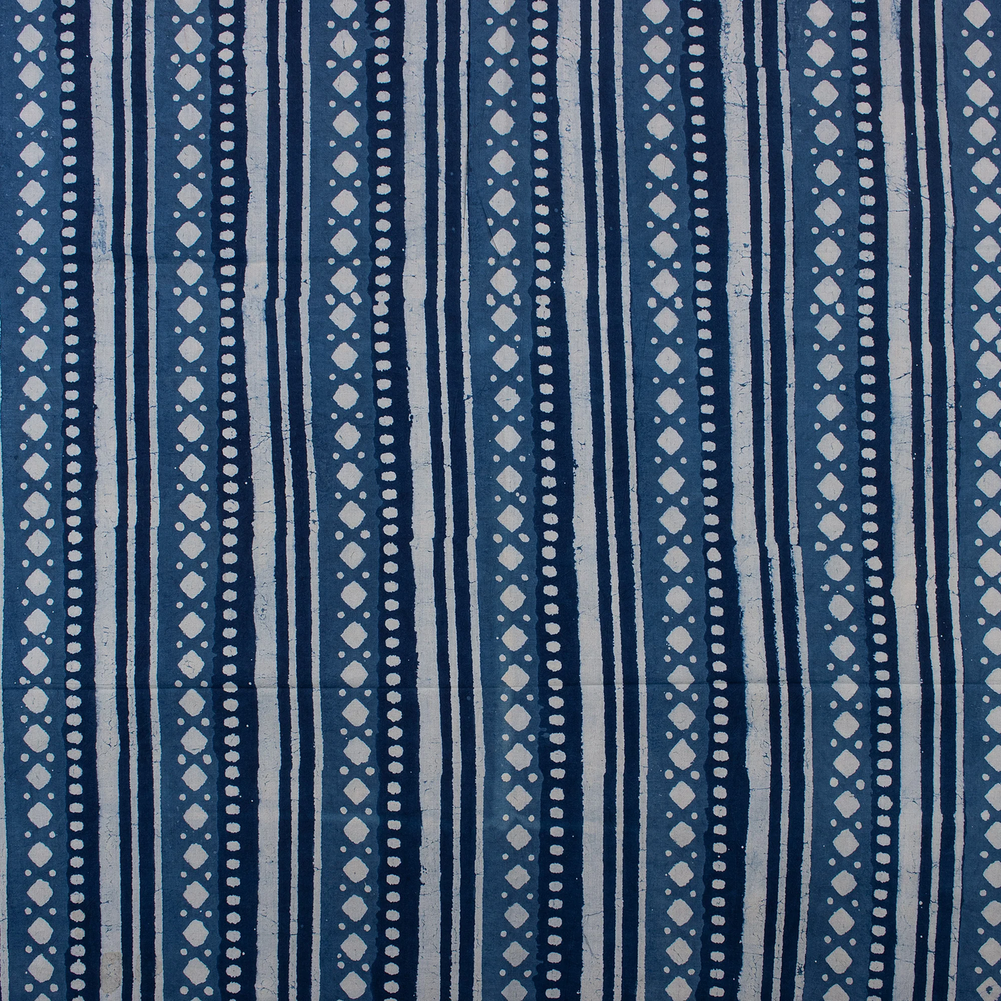 Blue Stripe Printed Indigo Cotton Fabric - Image 3