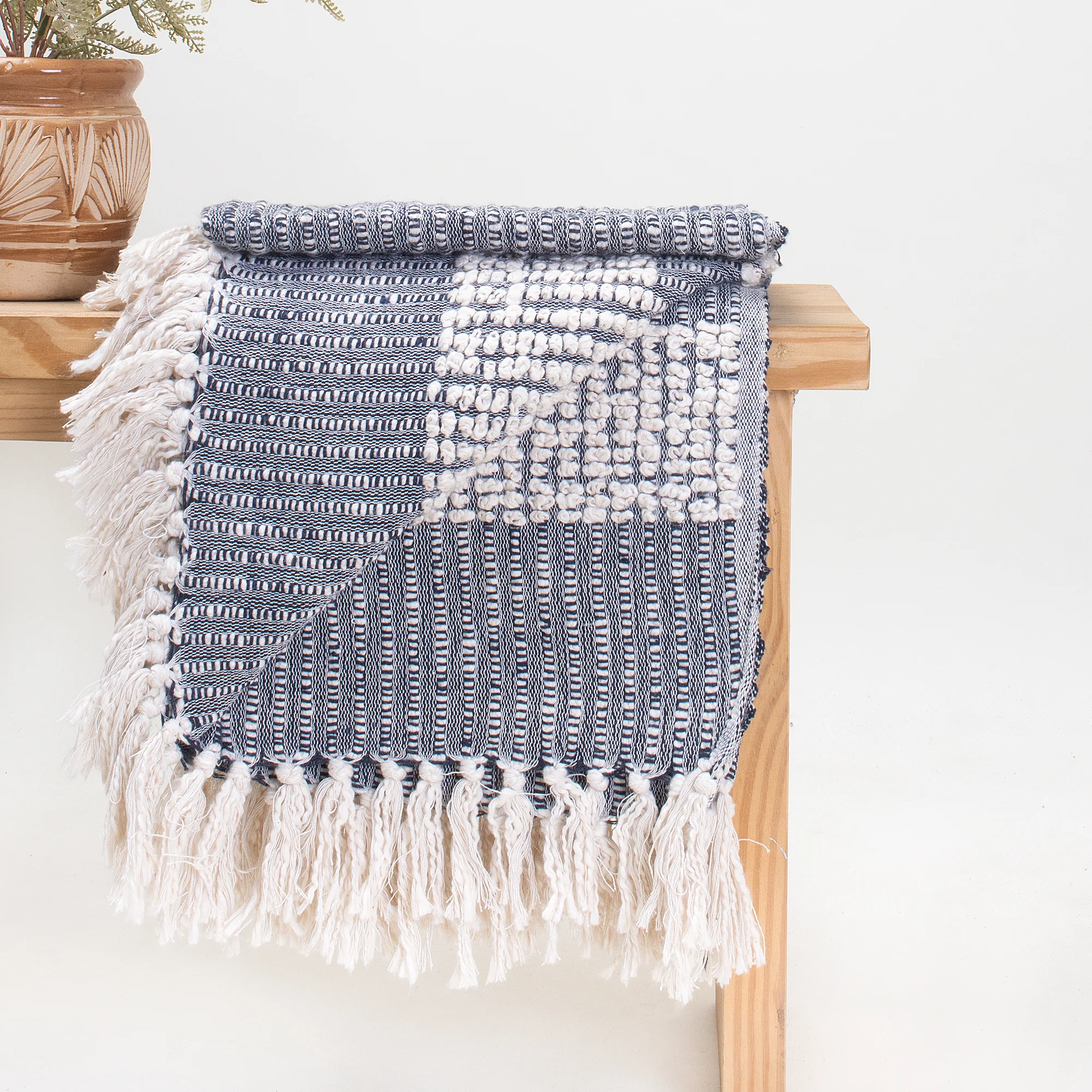 Indian Handmade Woven Cotton Throw Blanket