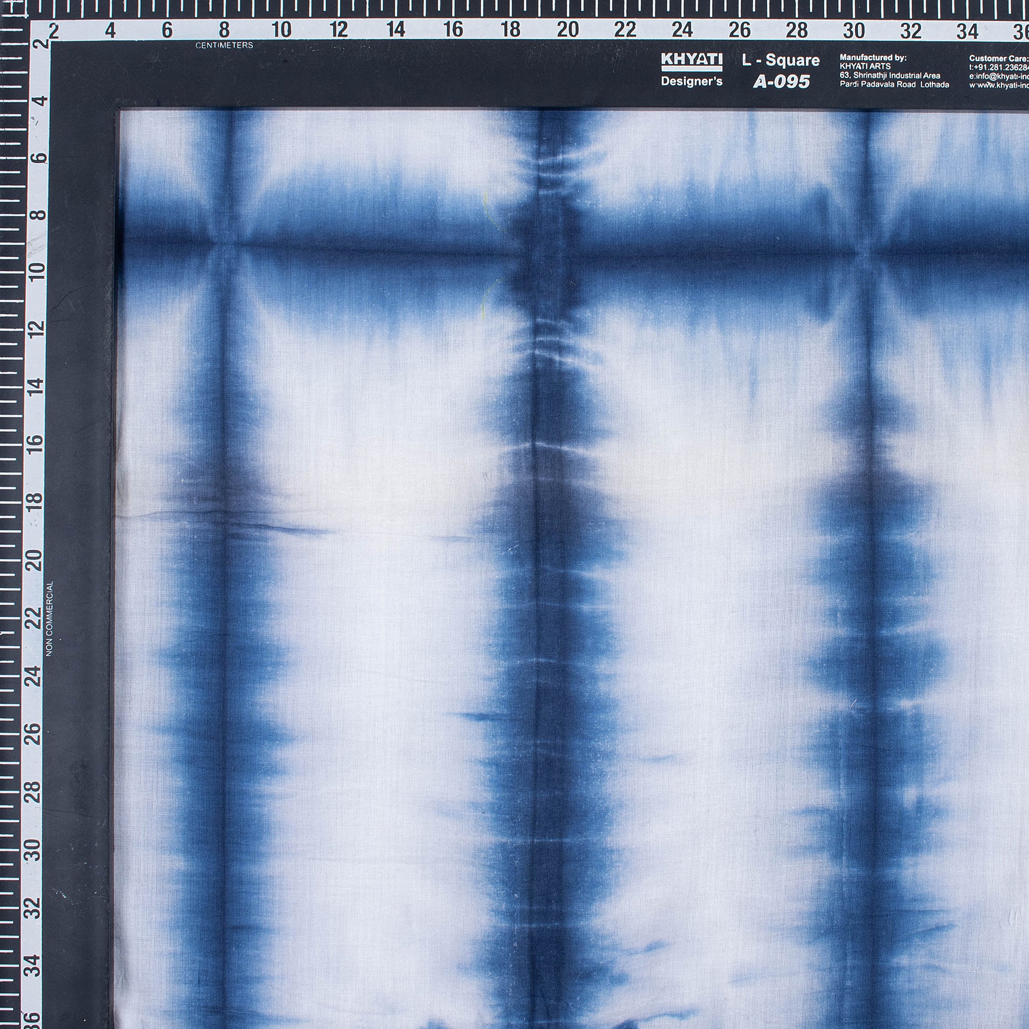 Blue Striped Natrual Dyed Cotton Shibori Fabric - Image 3