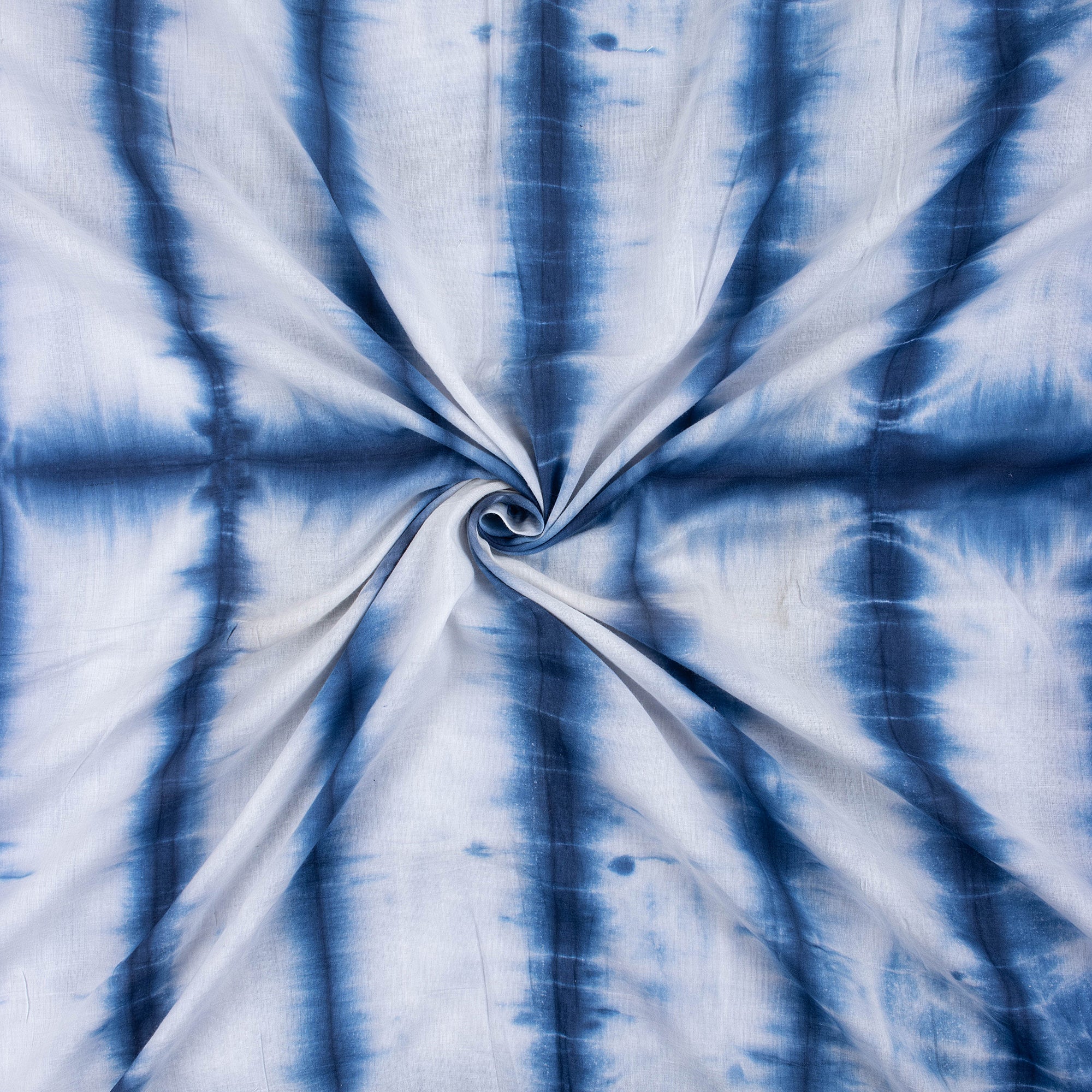 Blue Striped Natrual Dyed Cotton Shibori Fabric - Image 4