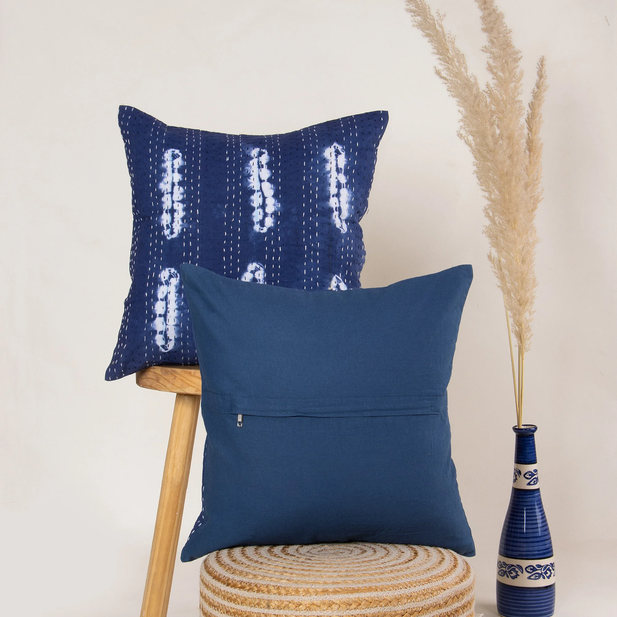 Tie Dye Indian Cotton Vintage Kantha Cushion Cover - Image 3