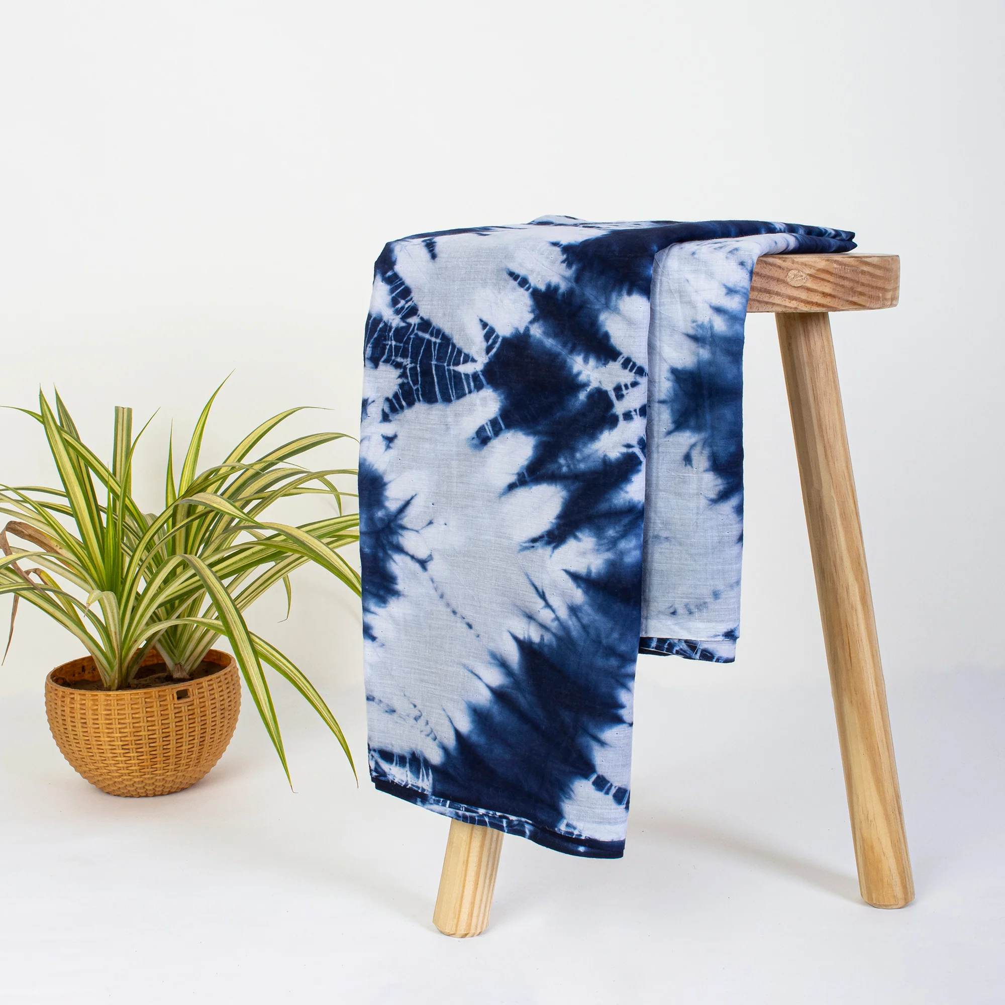 Blue Tie Dye Pure Cotton Fabric By Yard - Image 4