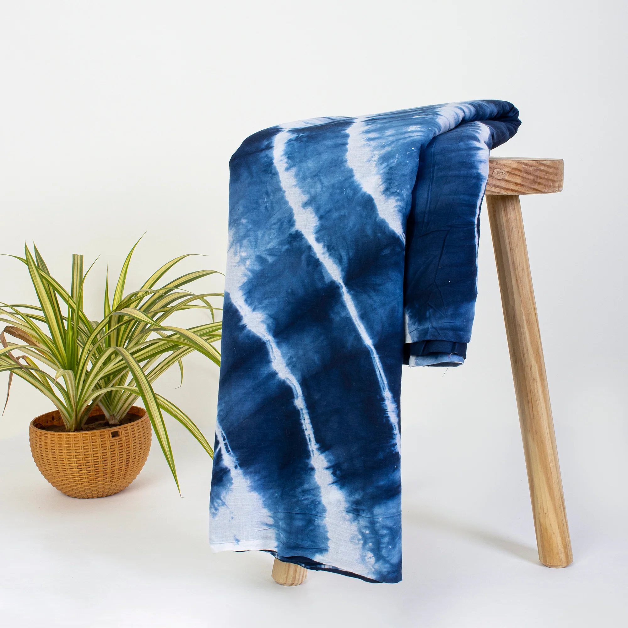 Indian Tie Dye Dark Blue Cotton Textile Fabric - Image 5