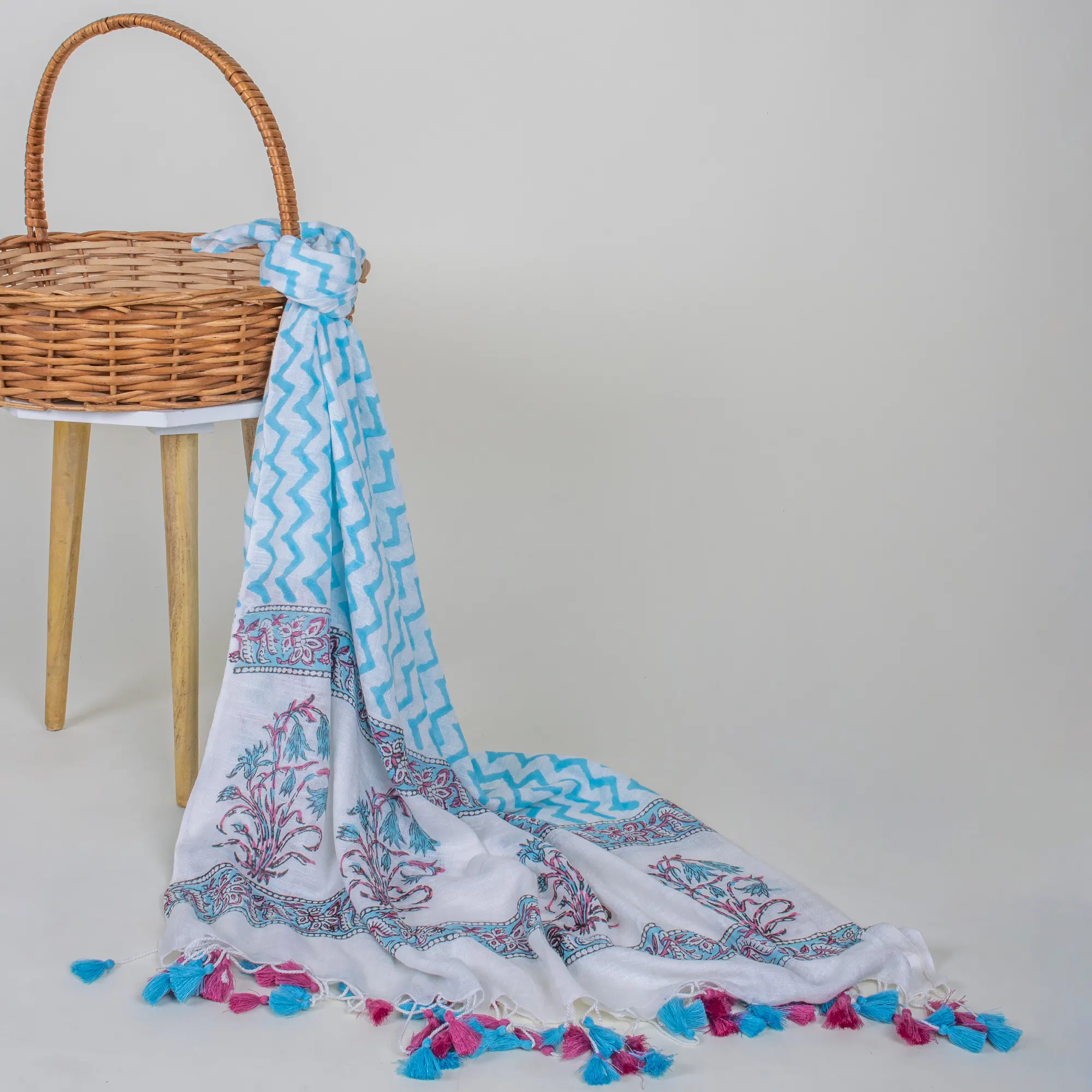 Modern Multicolor Hand Block Printed Women's Daily use Cotton Stole - Image 6