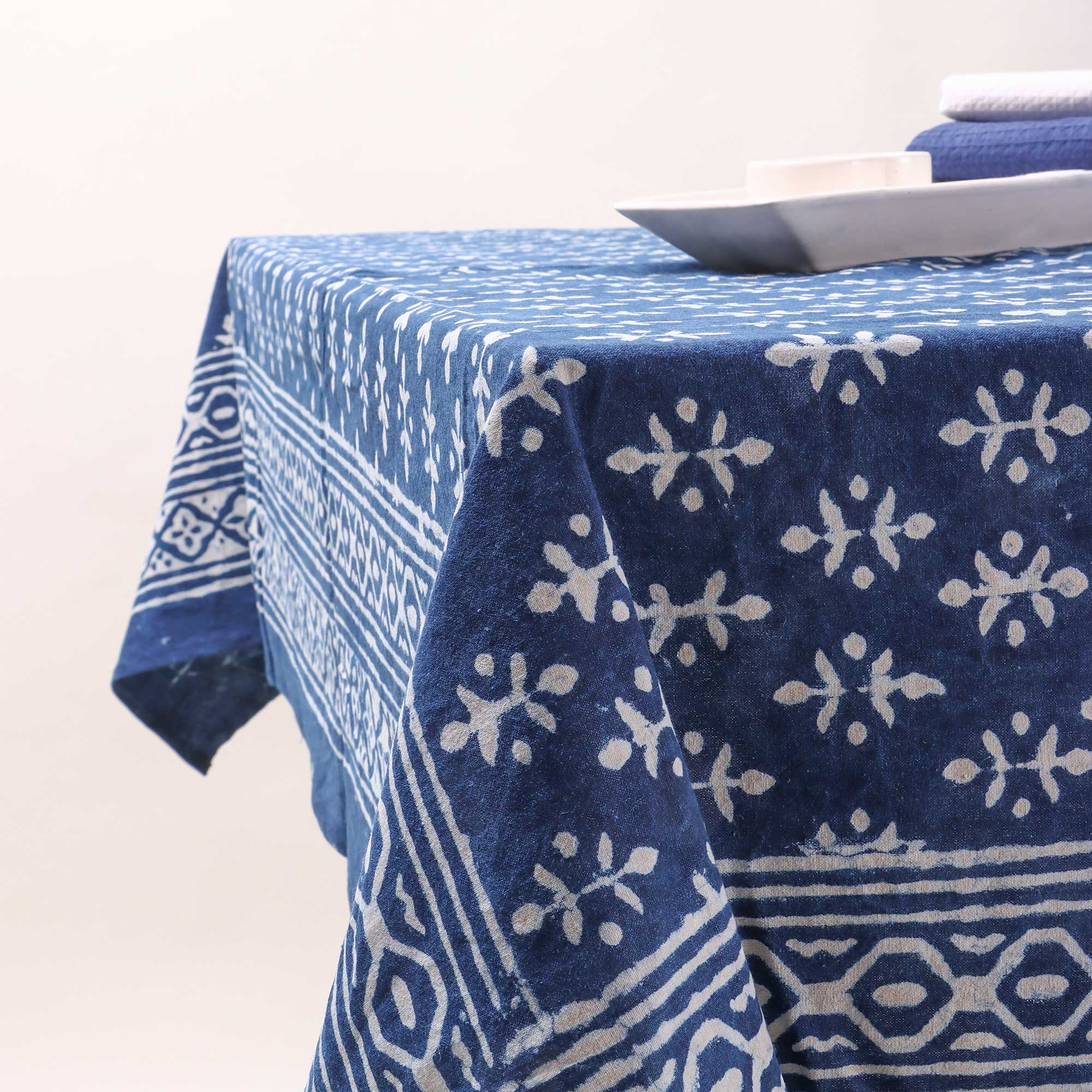 Booti Hand Block Printed Pure Cotton Dining Table Cloth - Image 5