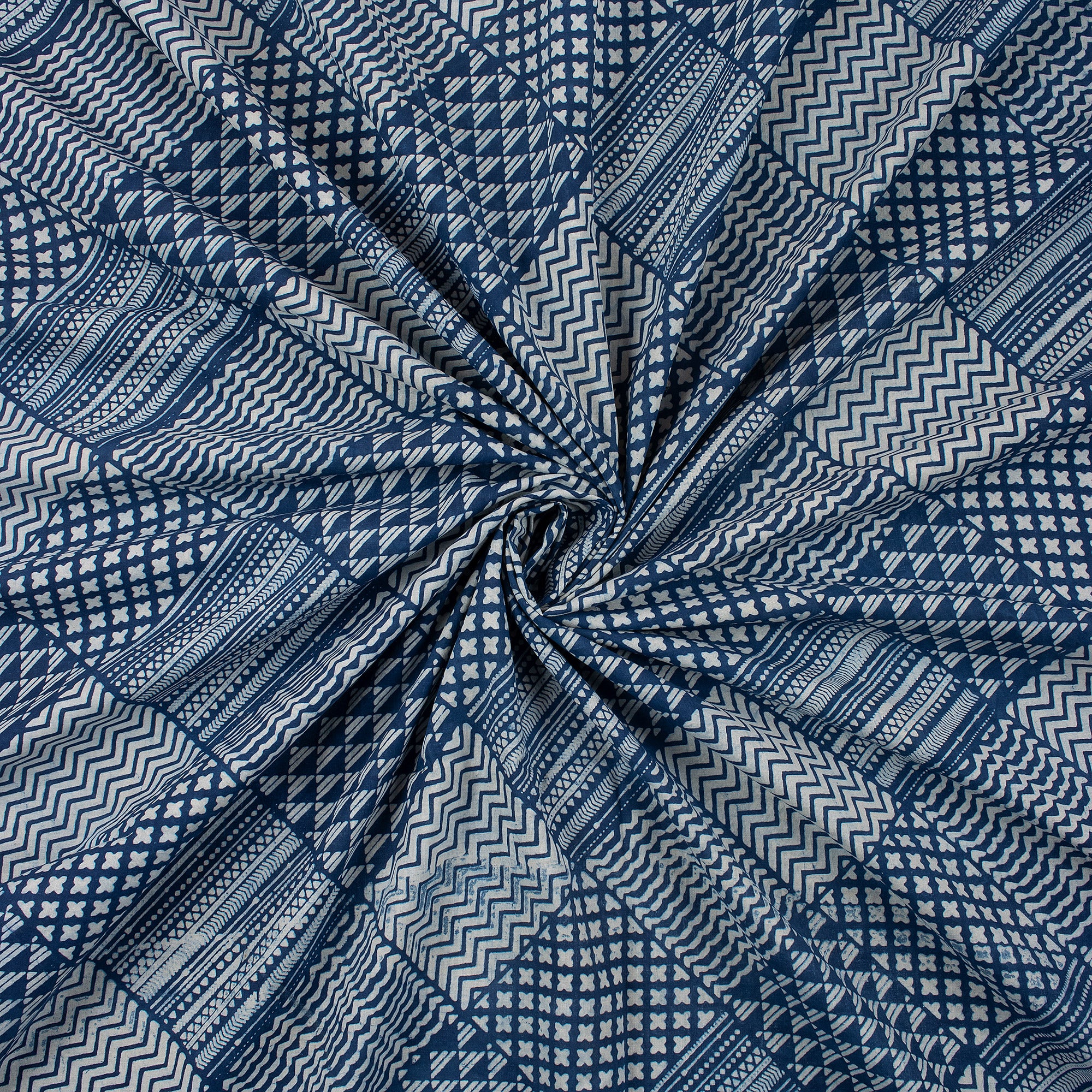 Indian Hand Block Printed Indigo Blue Multiuse Fabric Cloth - Image 2