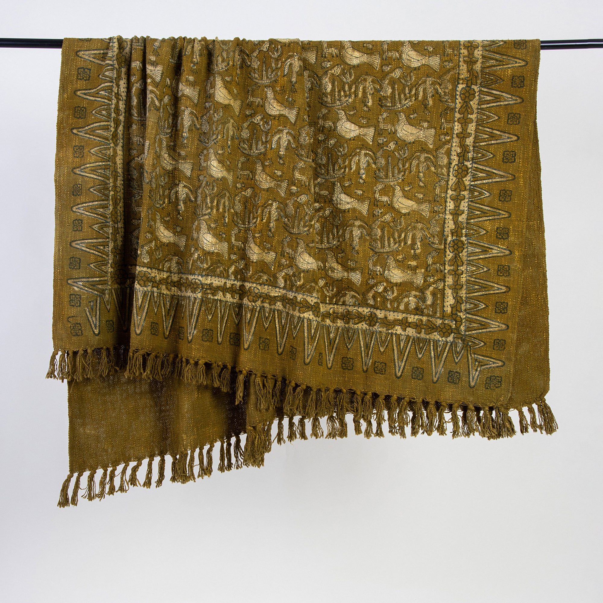 Bird Print Hand Block Printed Pure Cotton Indian Throw Blankets - Image 6