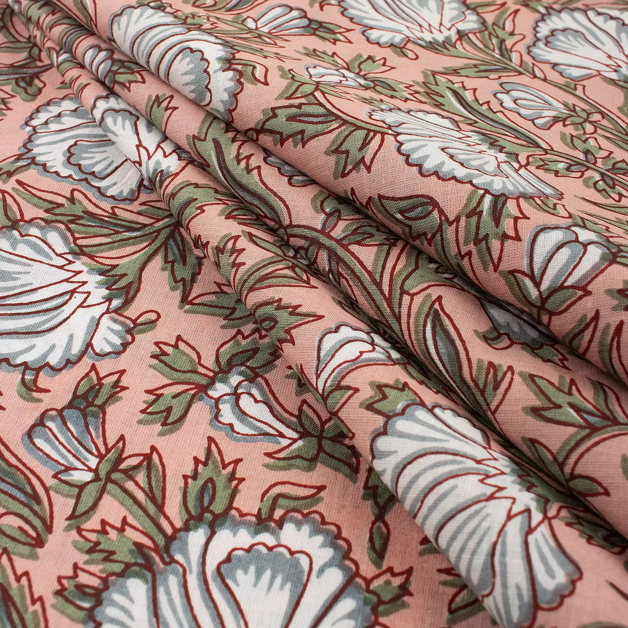 Floral Hand Block Printed Textile Fabric - Image 4
