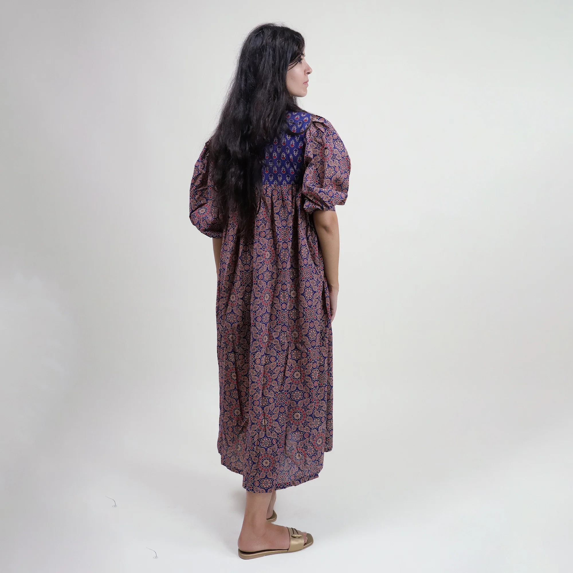 Floral Handmade Cotton Dress for Women's - Image 3