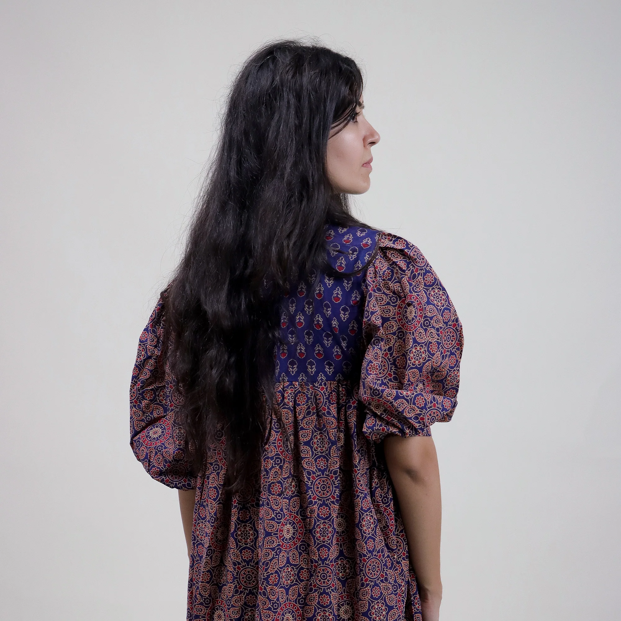 Floral Handmade Cotton Dress for Women's - Image 4