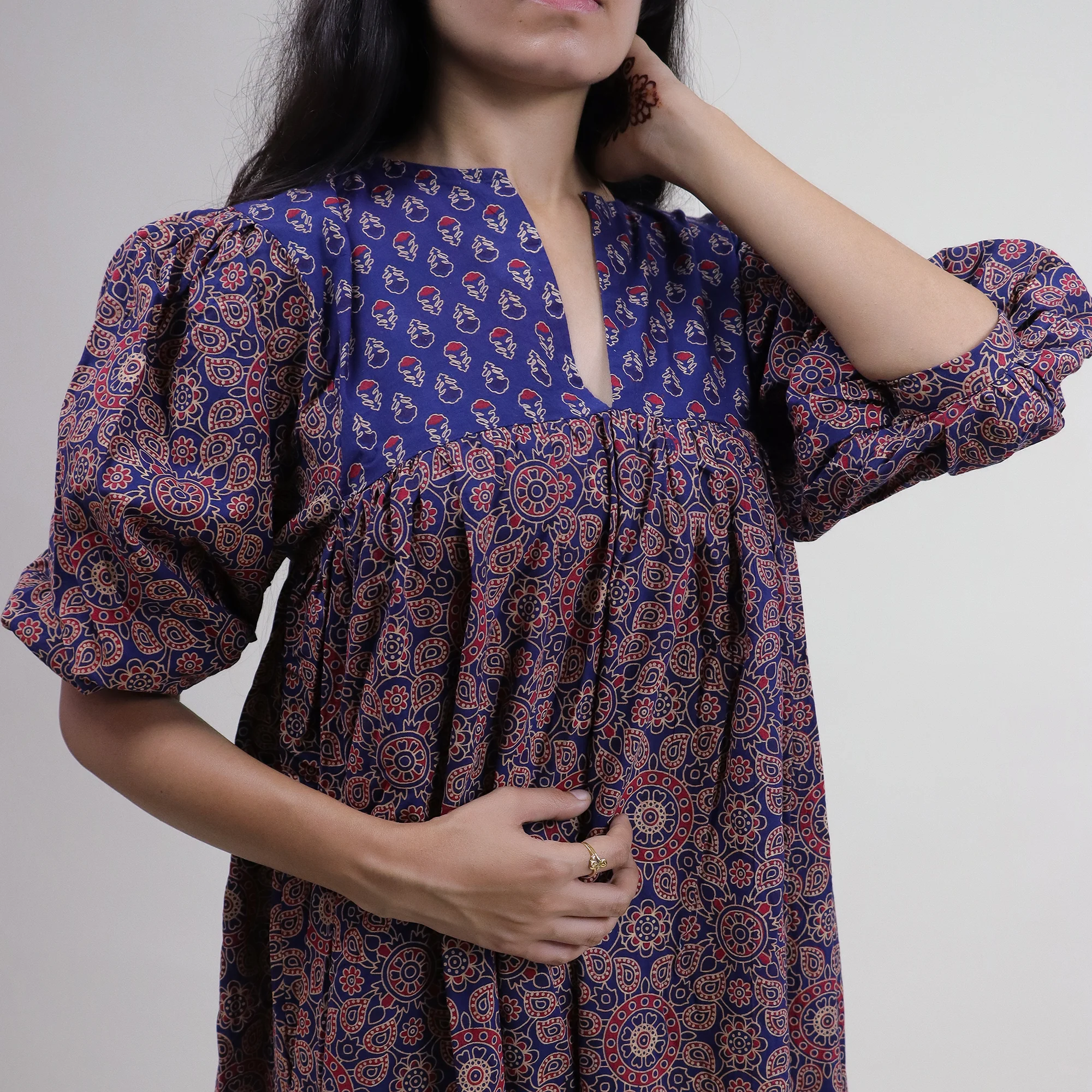 Floral Handmade Cotton Dress for Women's - Image 5