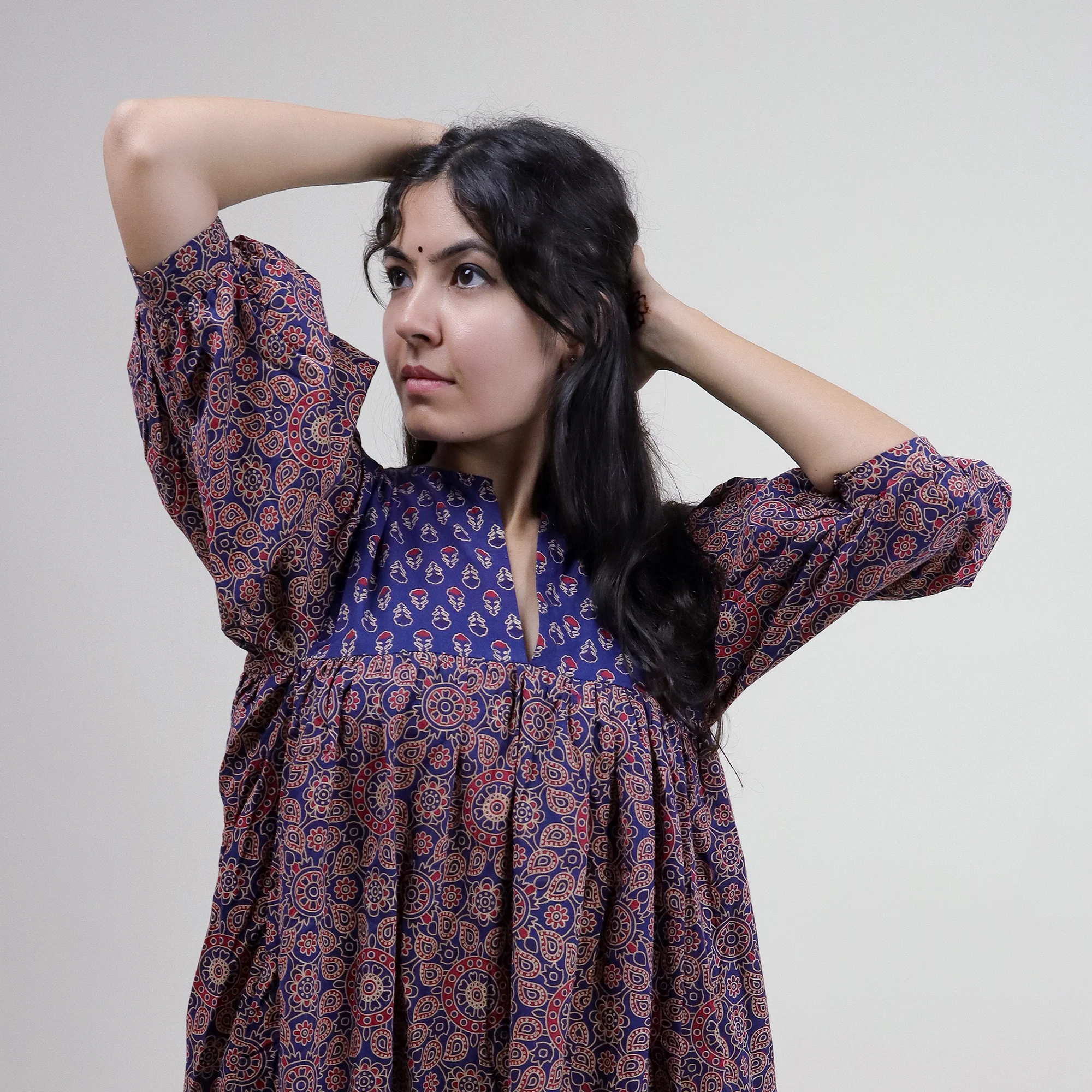 Floral Handmade Cotton Dress for Women's - Image 6
