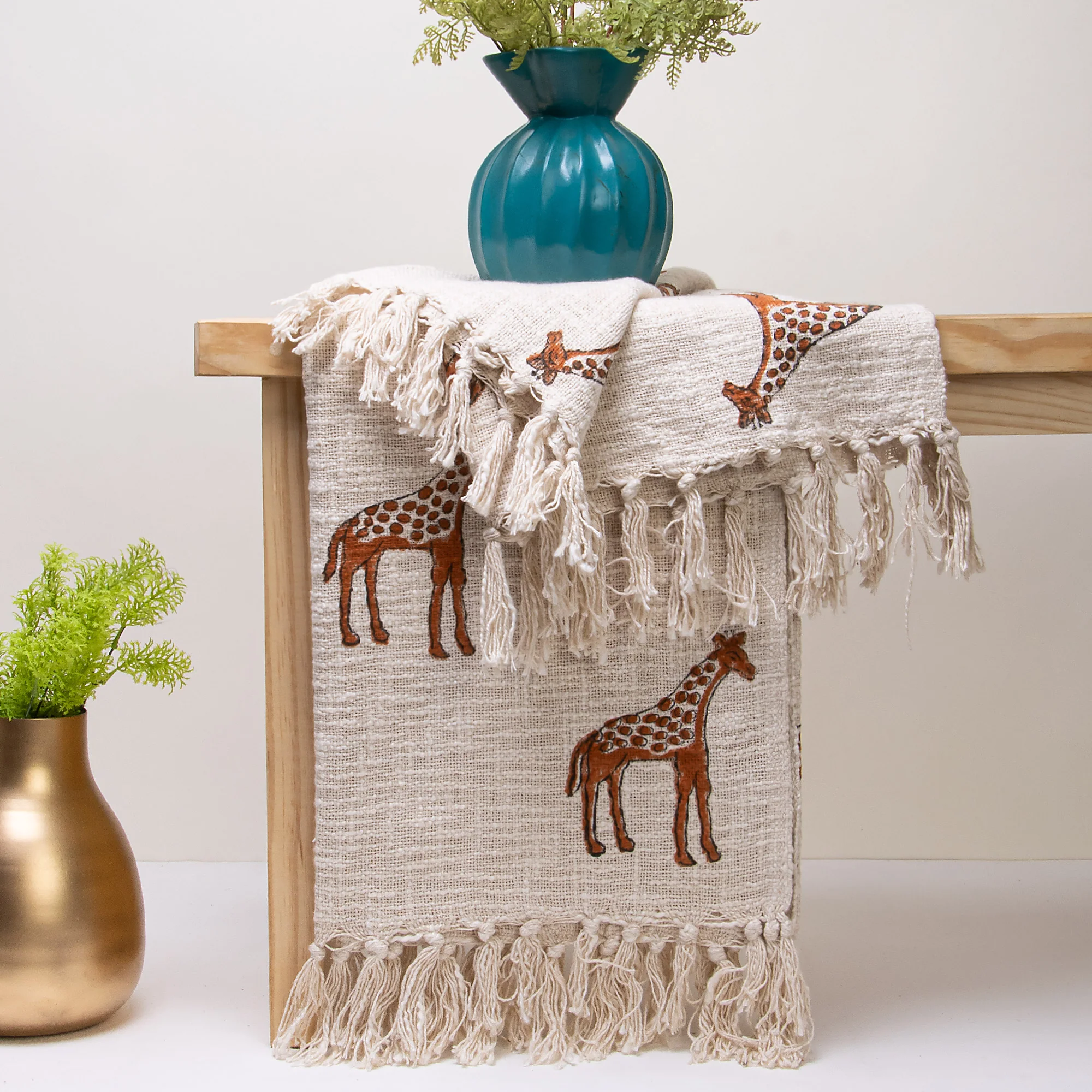 Animal Print Indian Handcrafted Block Print Cotton Throw Blanket - Image 6